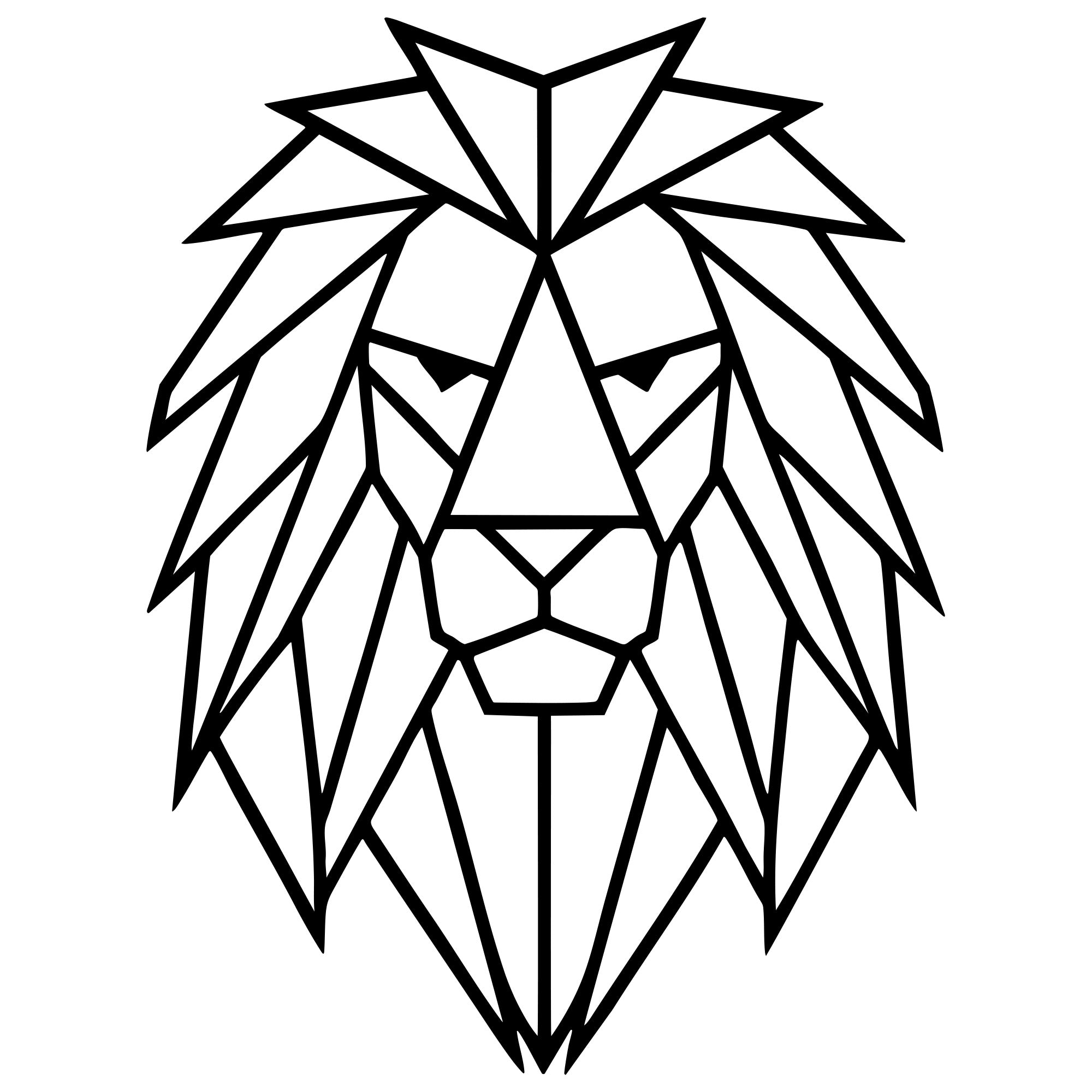Geometric Lion Head DXF File – CNC Cutting Design | AWLION750