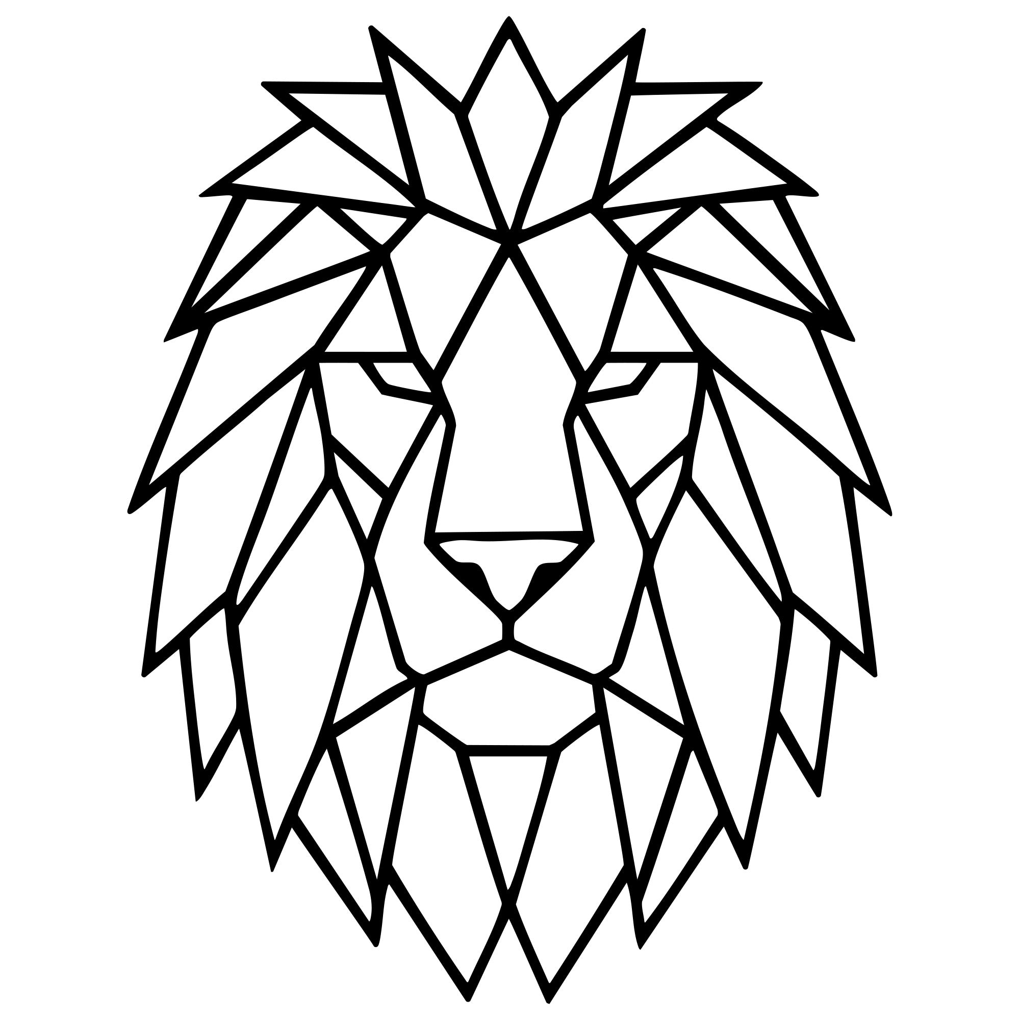 Geometric Lion Head DXF File – CNC Cutting Design | AWLION751
