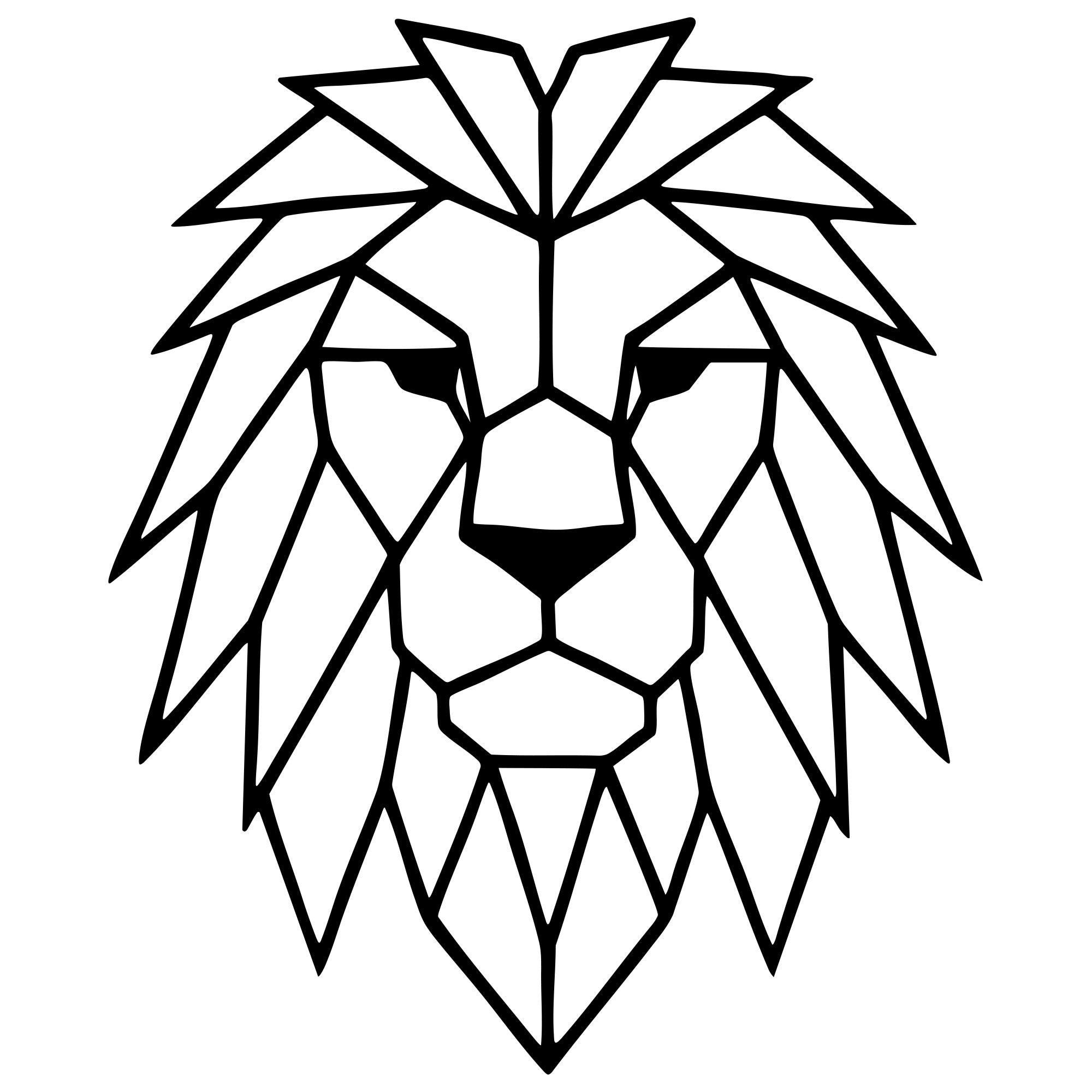 Geometric Lion Head DXF File – CNC Cutting Design | AWLION752