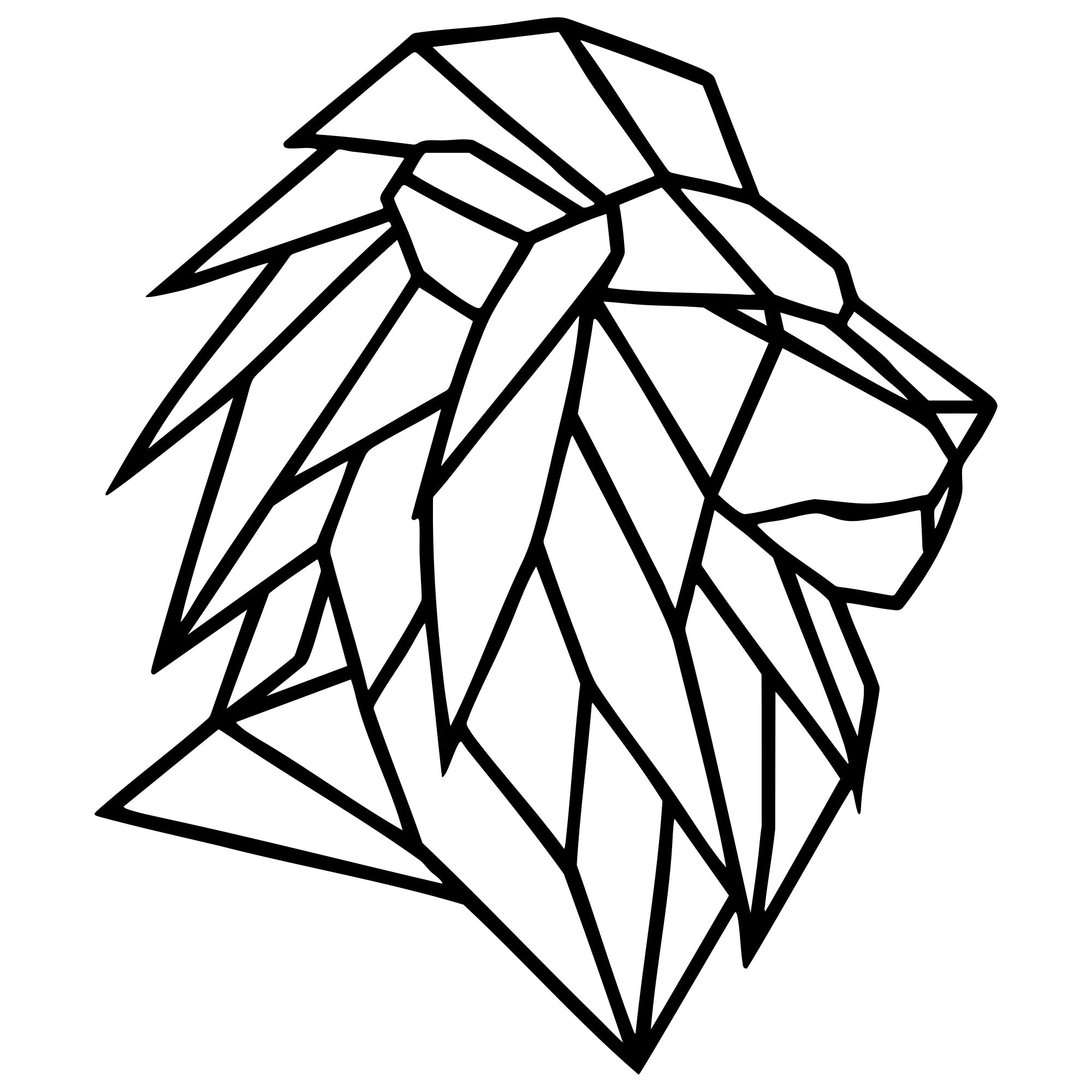 Geometric Lion Head DXF File – CNC Cutting Design | AWLION753