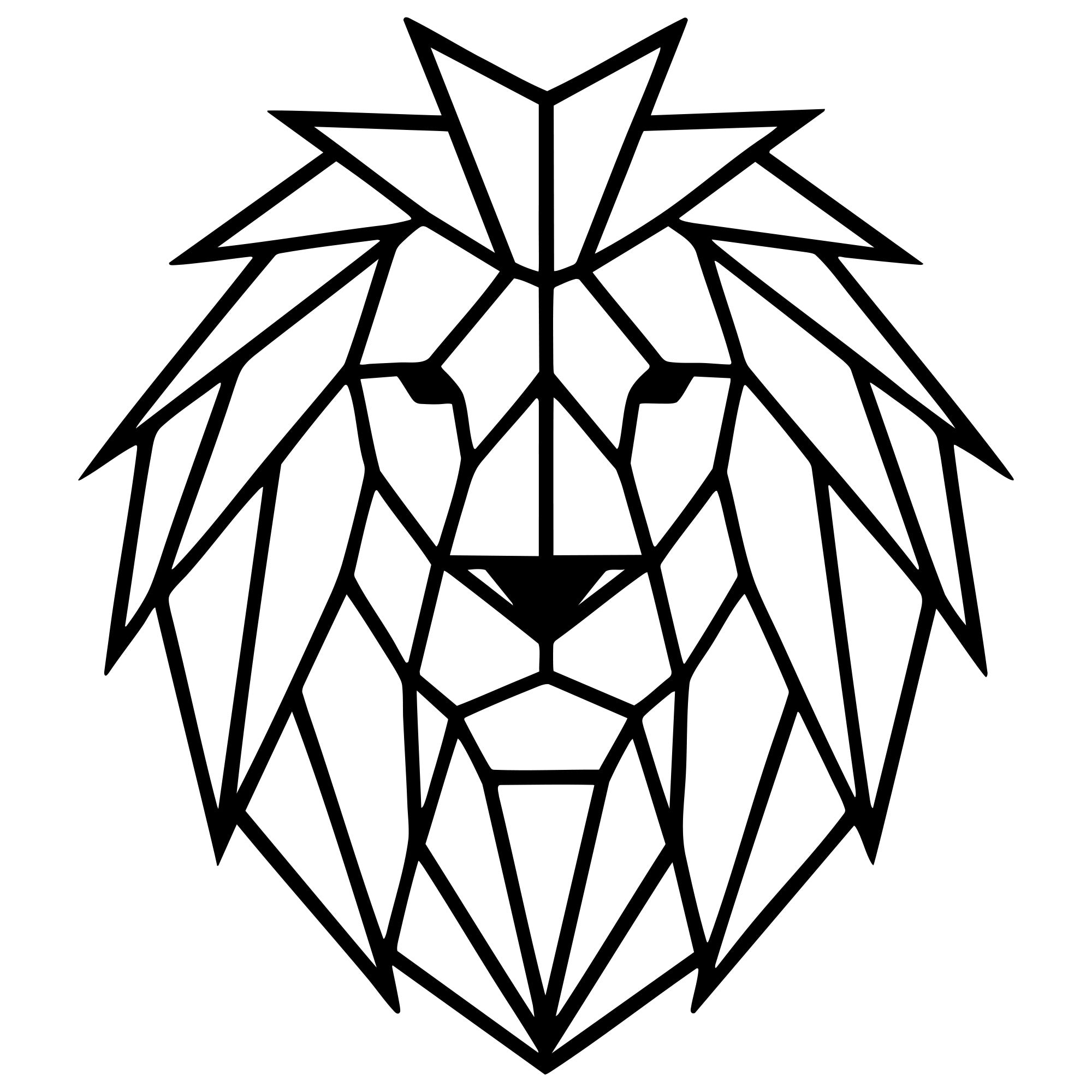 Geometric Lion Head DXF File – CNC Cutting Design | AWLION754
