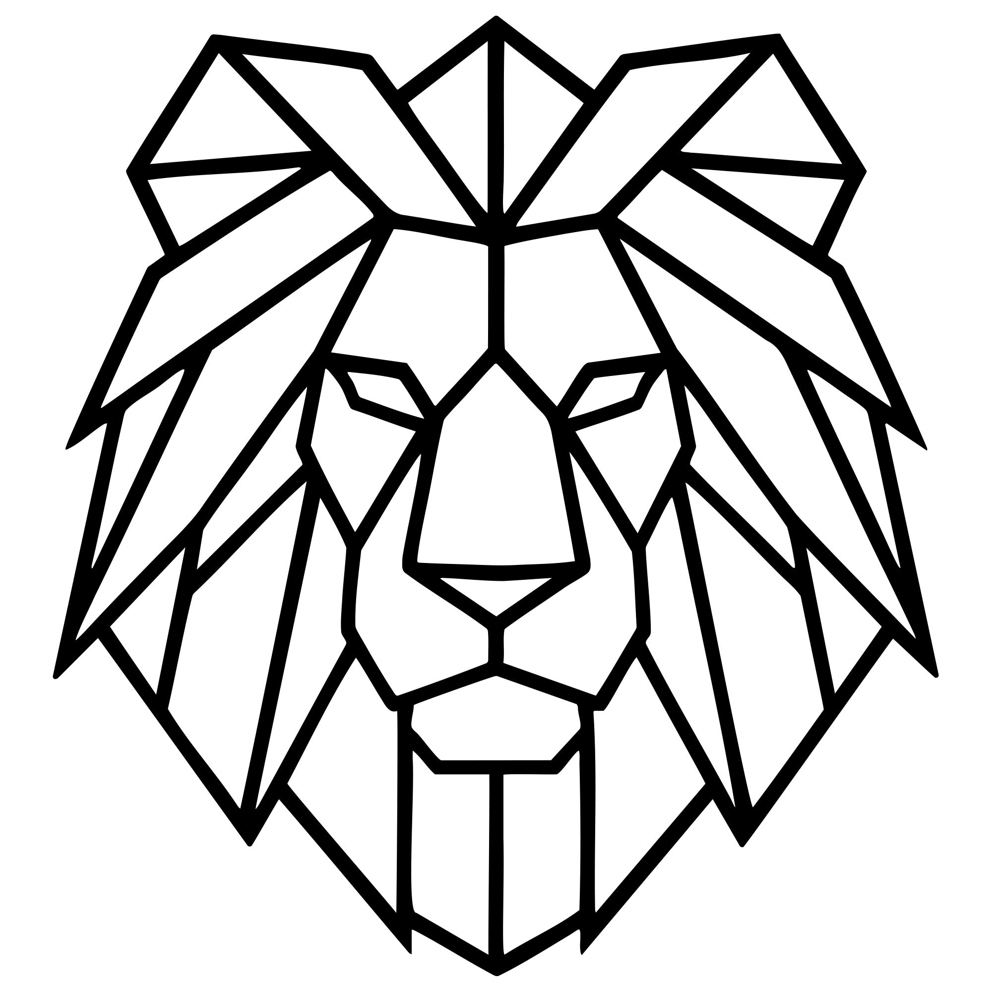Geometric Lion Head DXF File – CNC Cutting Design | AWLION755