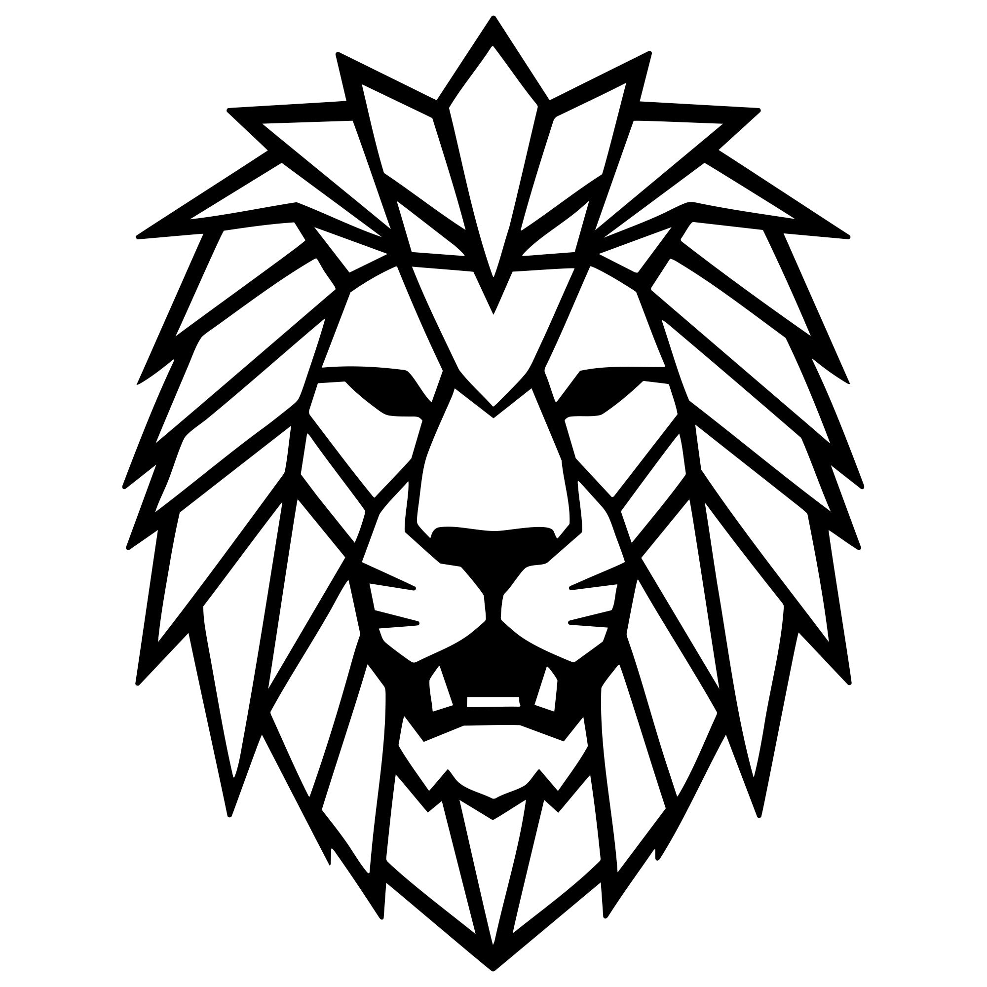 Geometric Lion Head DXF File – CNC Cutting Design | AWLION757