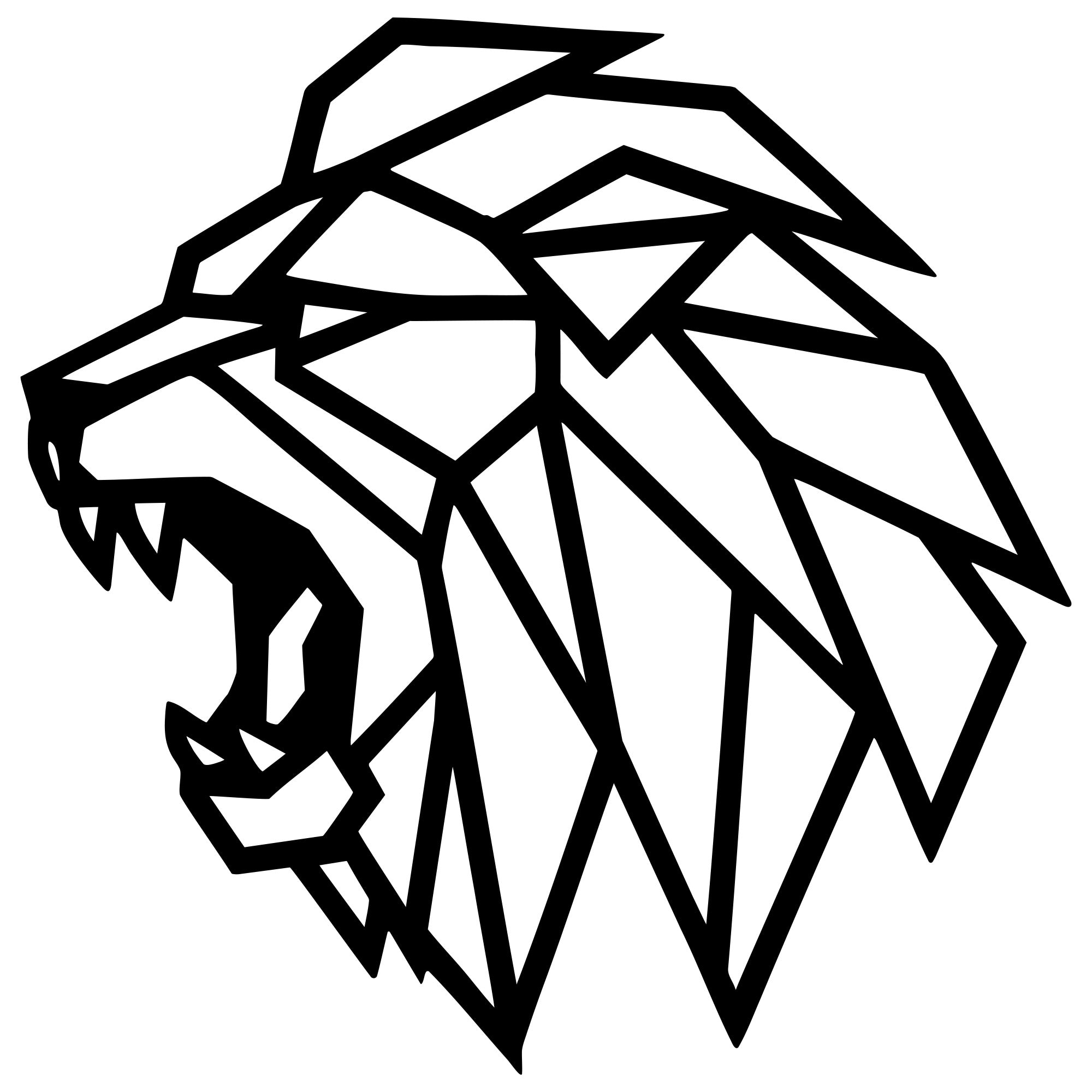 Geometric Lion Head DXF File – CNC Cutting Design | AWLION758
