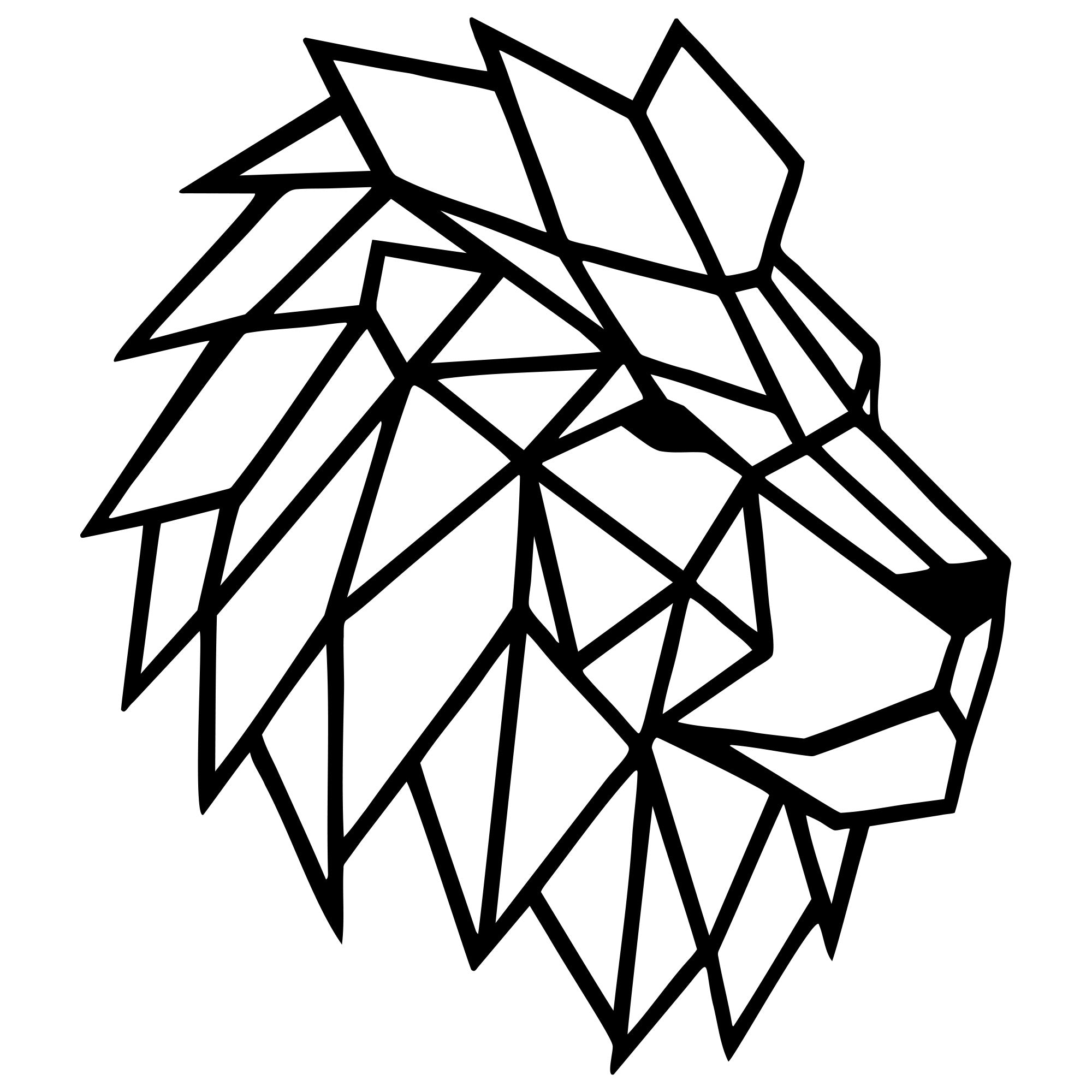 Geometric Lion Head DXF File – CNC Cutting Design | AWLION759