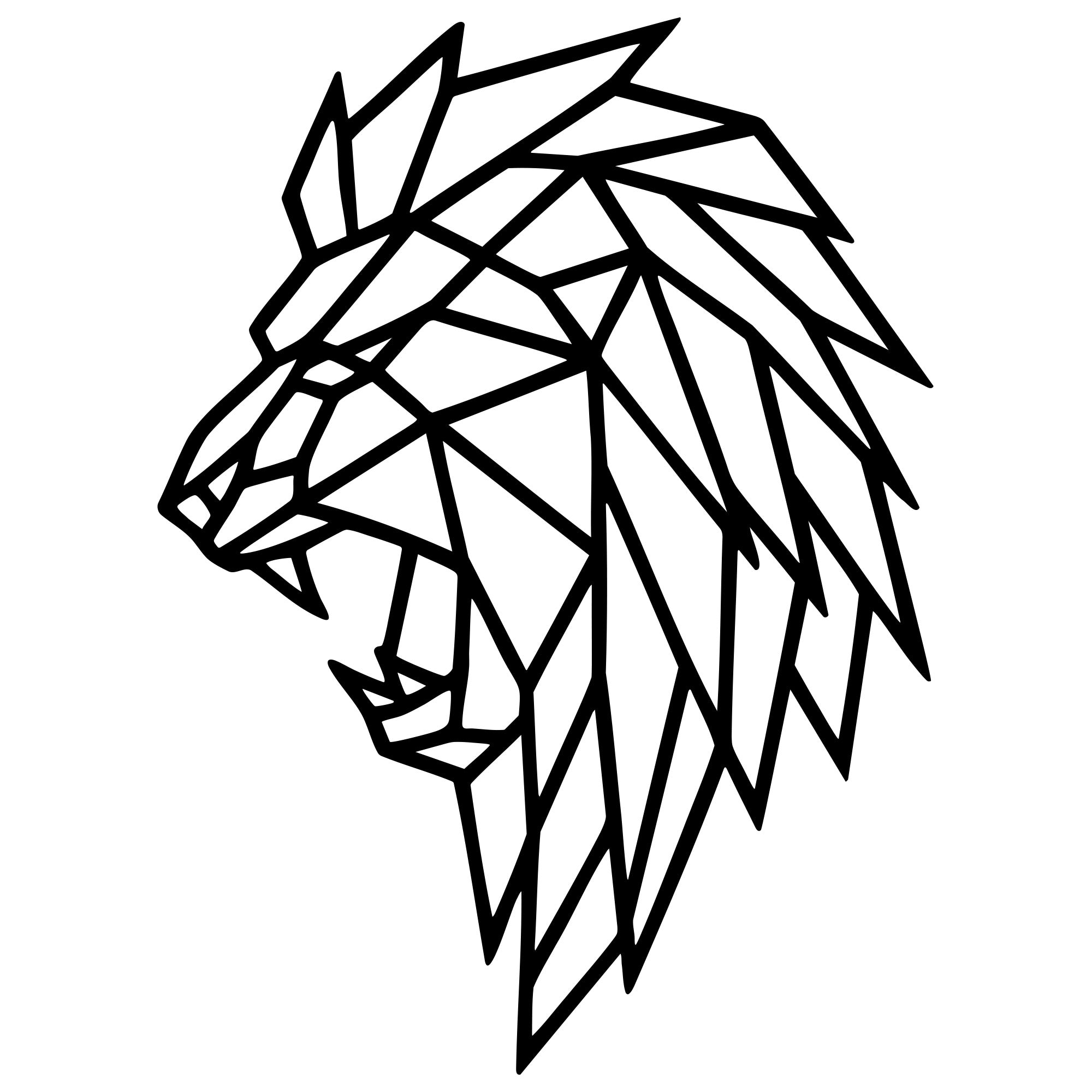 Geometric Lion Head DXF File – CNC Cutting Design | AWLION761