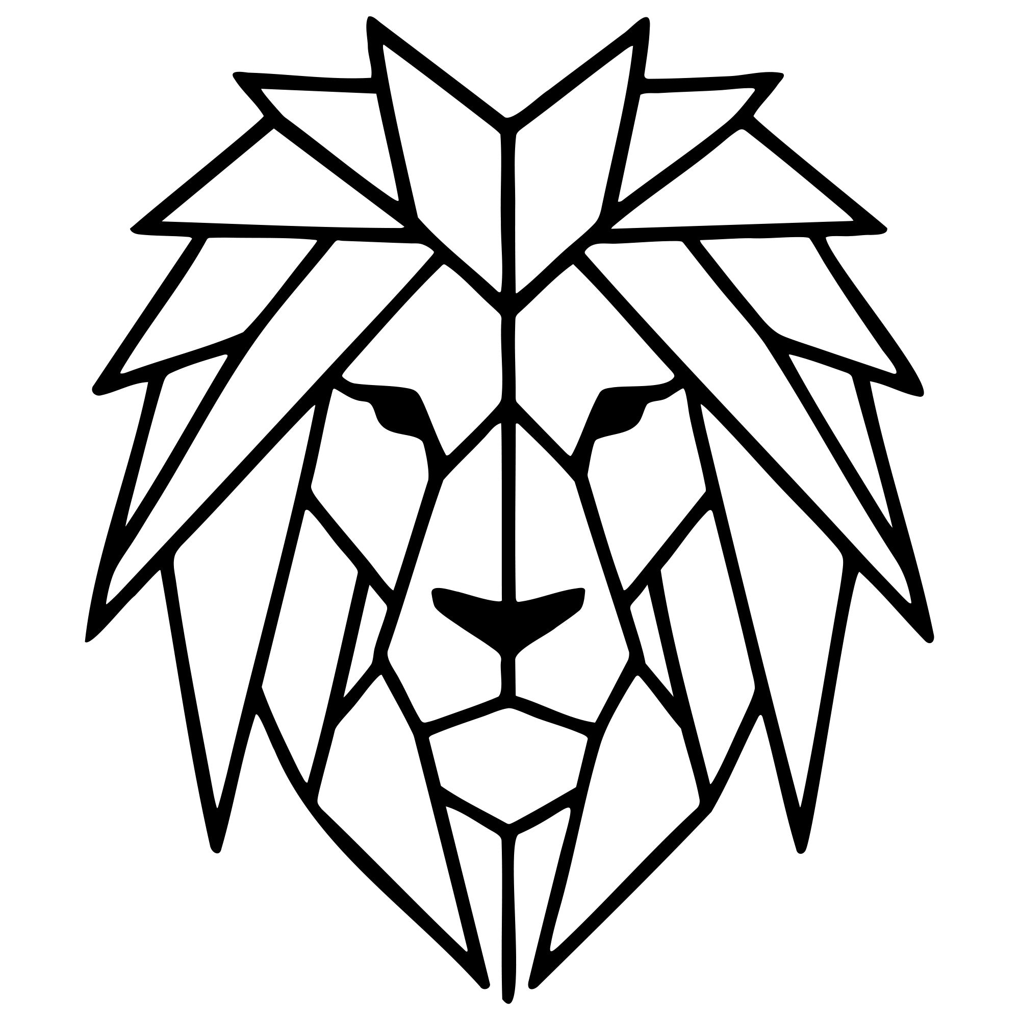 Geometric Lion Head DXF File – CNC Cutting Design | AWLION762