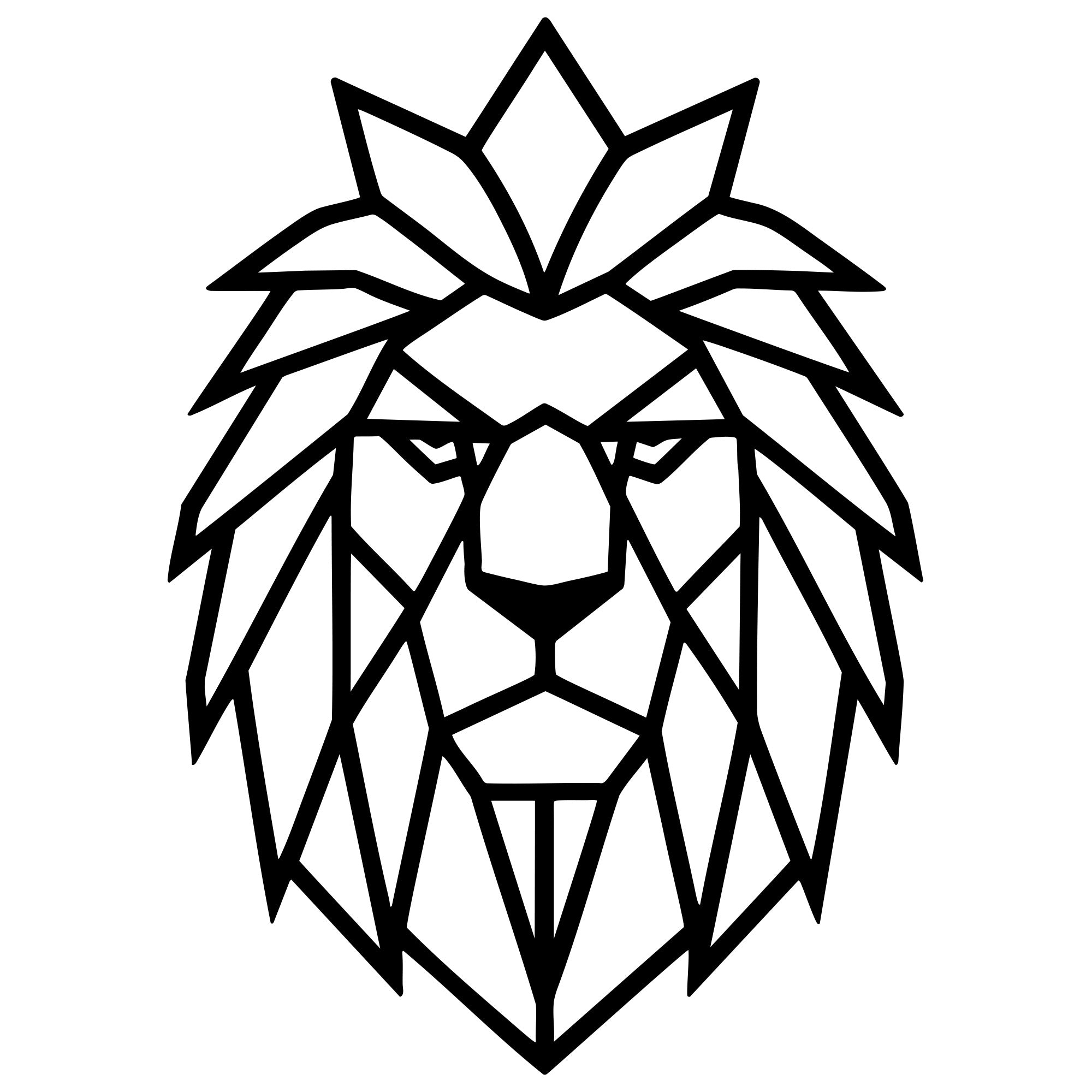 Geometric Lion Head DXF File – CNC Cutting Design | AWLION763