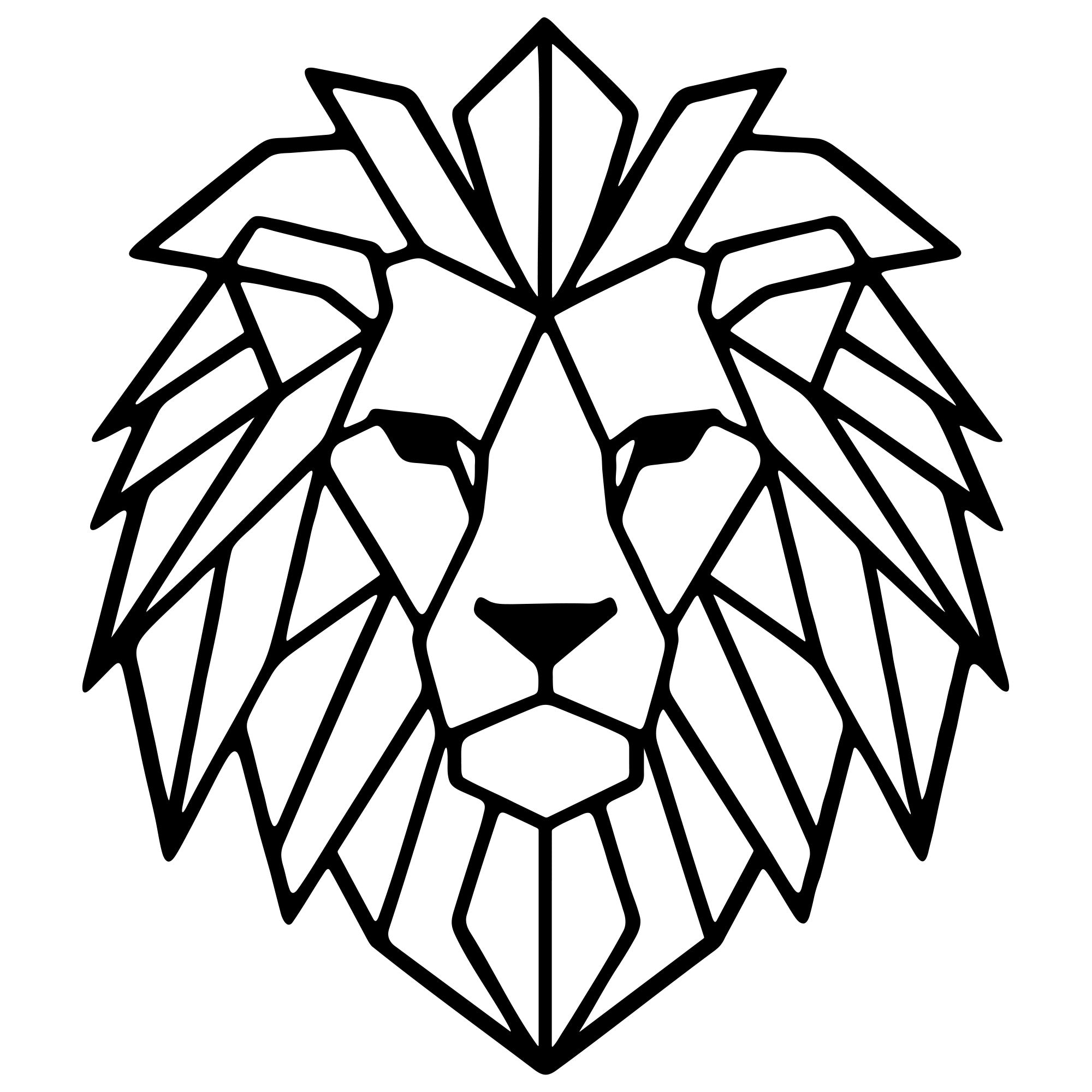 Geometric Lion Head DXF File – CNC Cutting Design | AWLION764