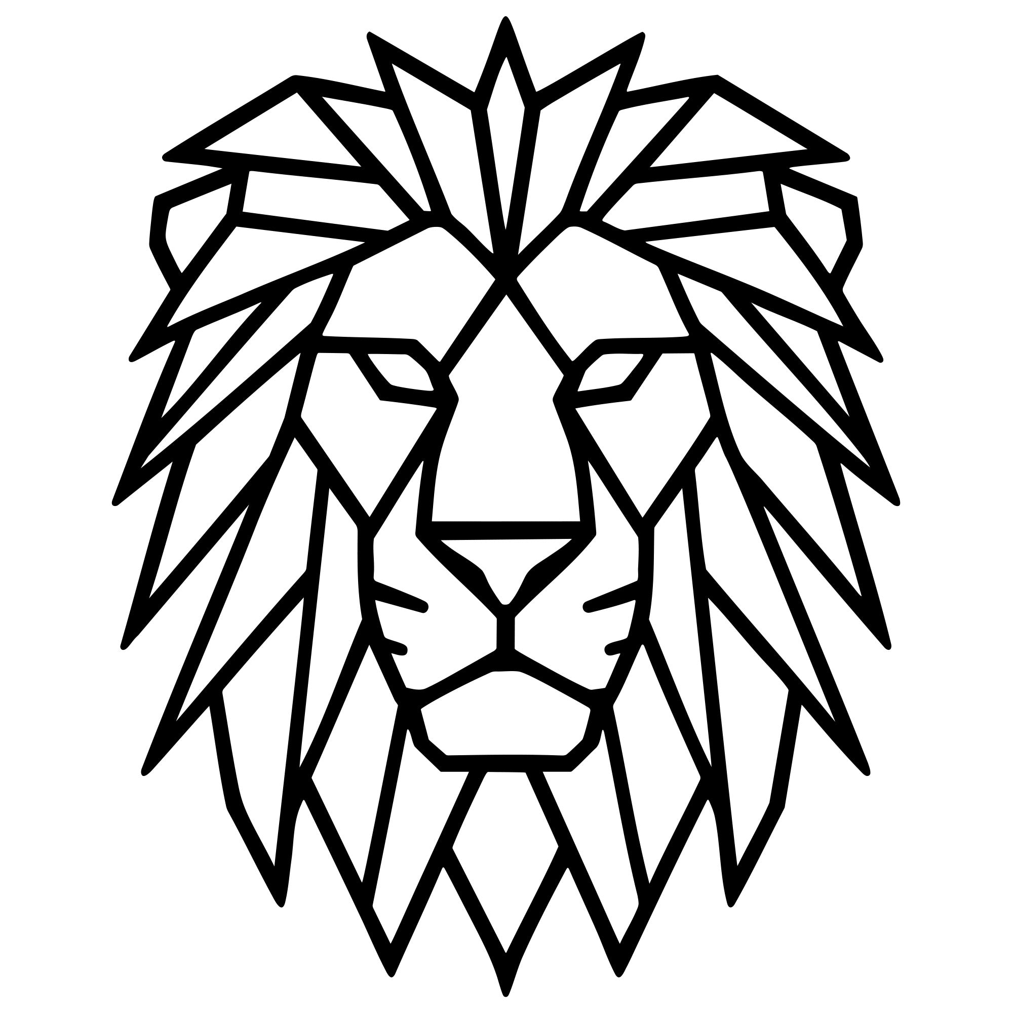 Geometric Lion Head DXF File – CNC Cutting Design | AWLION765