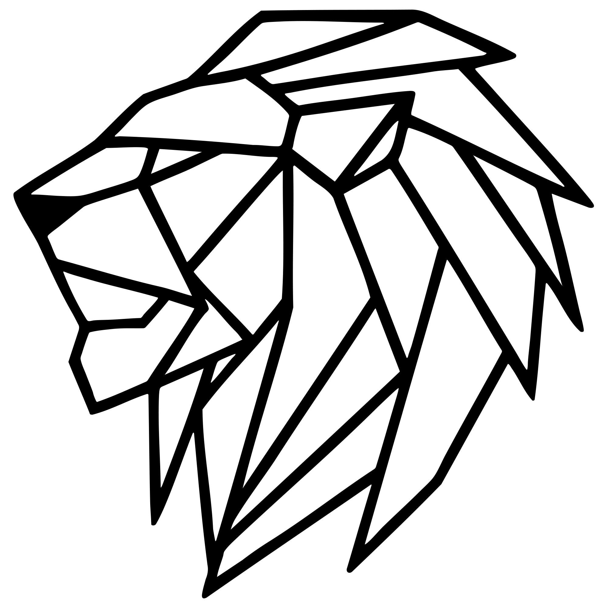 Geometric Lion Head DXF File – CNC Cutting Design | AWLION767