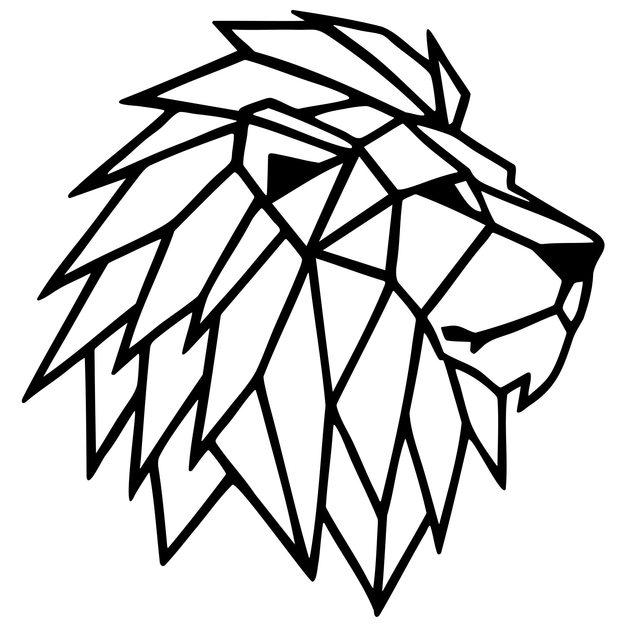 Geometric Lion Head DXF File – CNC Cutting Design | AWLION768