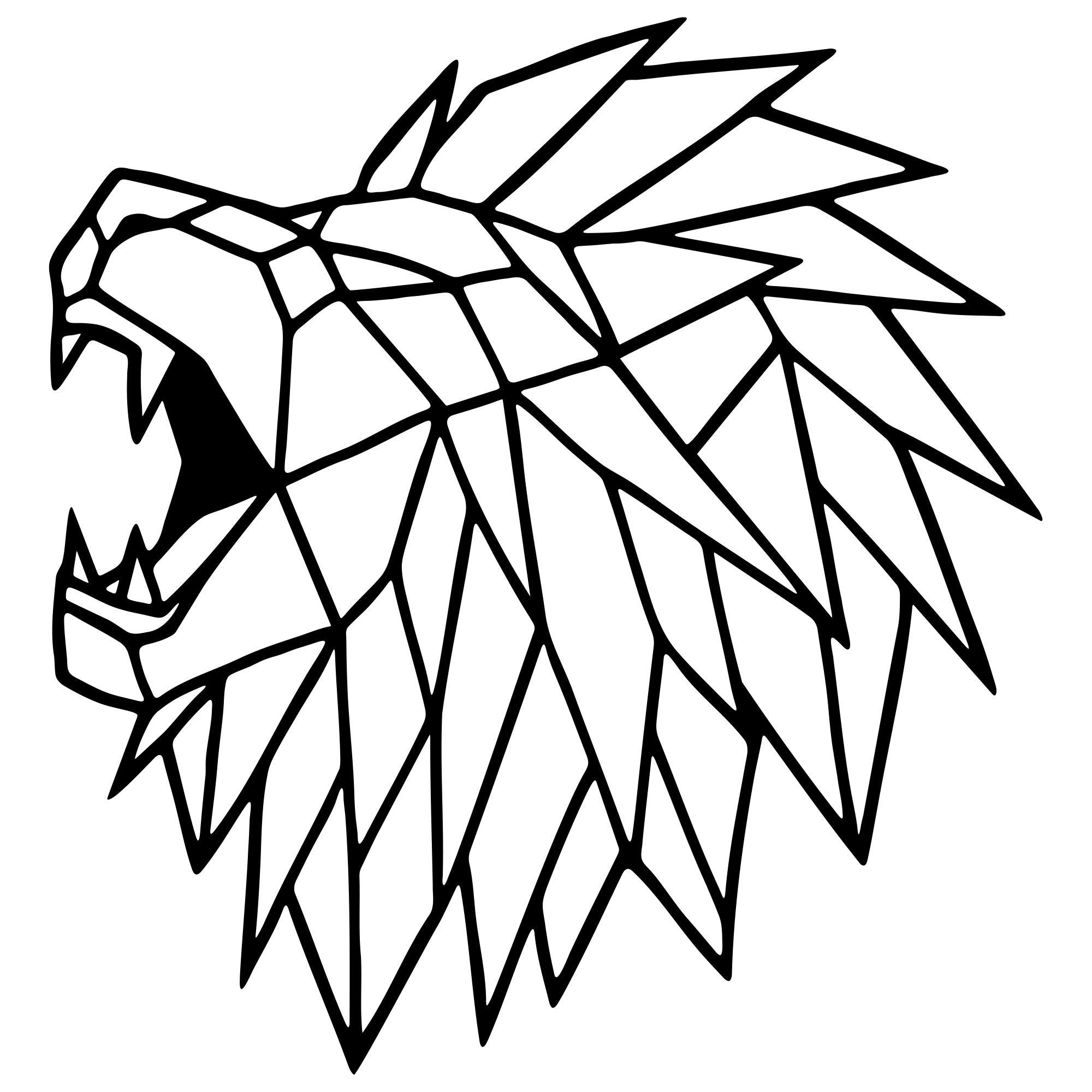 Geometric Lion Head DXF File – CNC Cutting Design | AWLION769