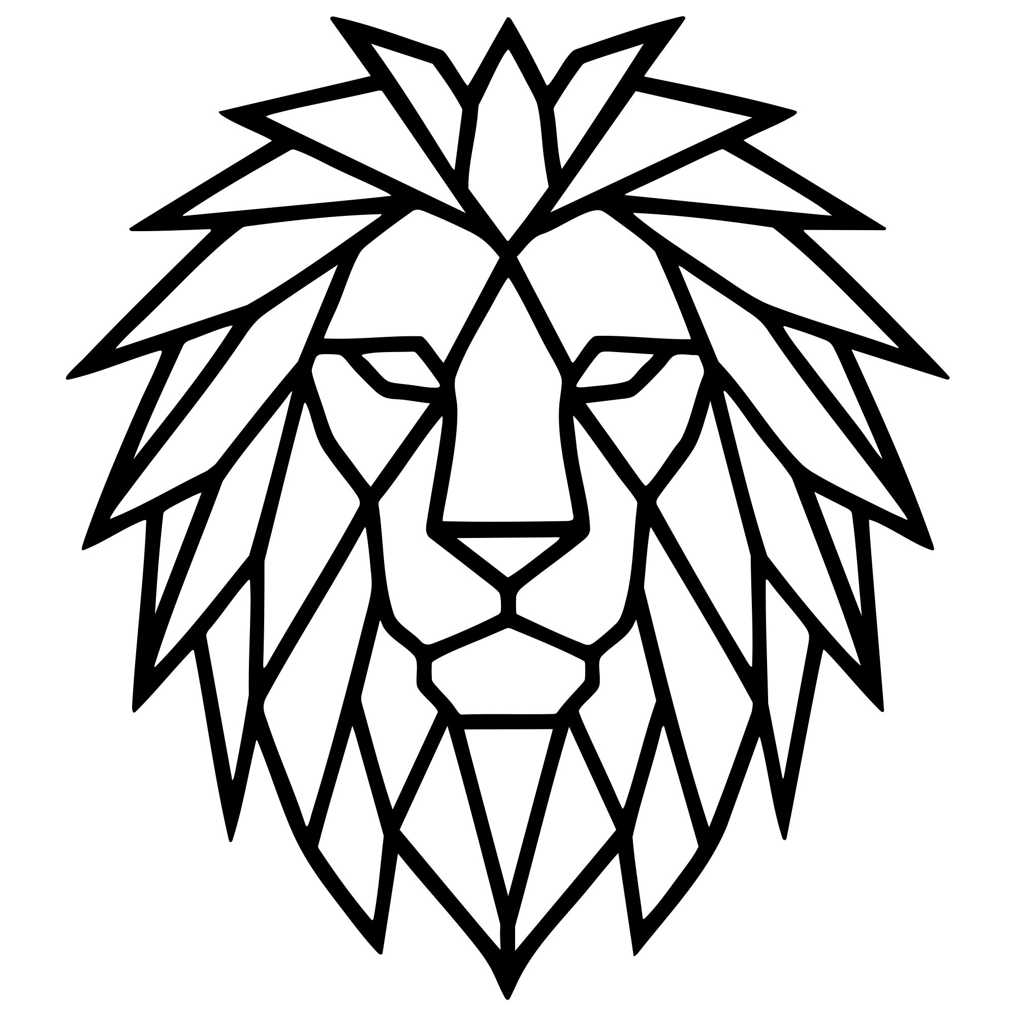 Geometric Lion Head DXF File – CNC Cutting Design | AWLION770