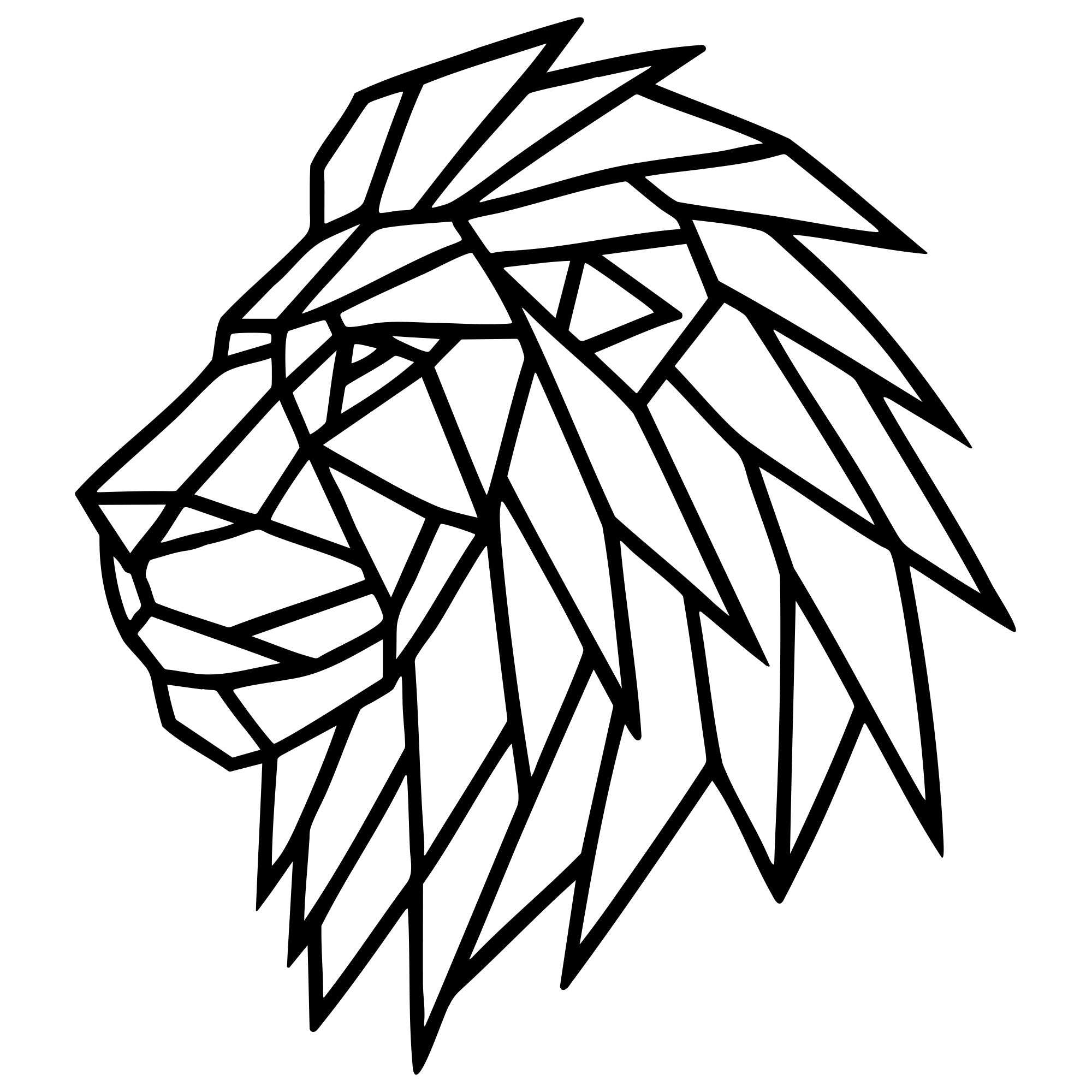 Geometric Lion Head DXF File – CNC Cutting Design | AWLION772