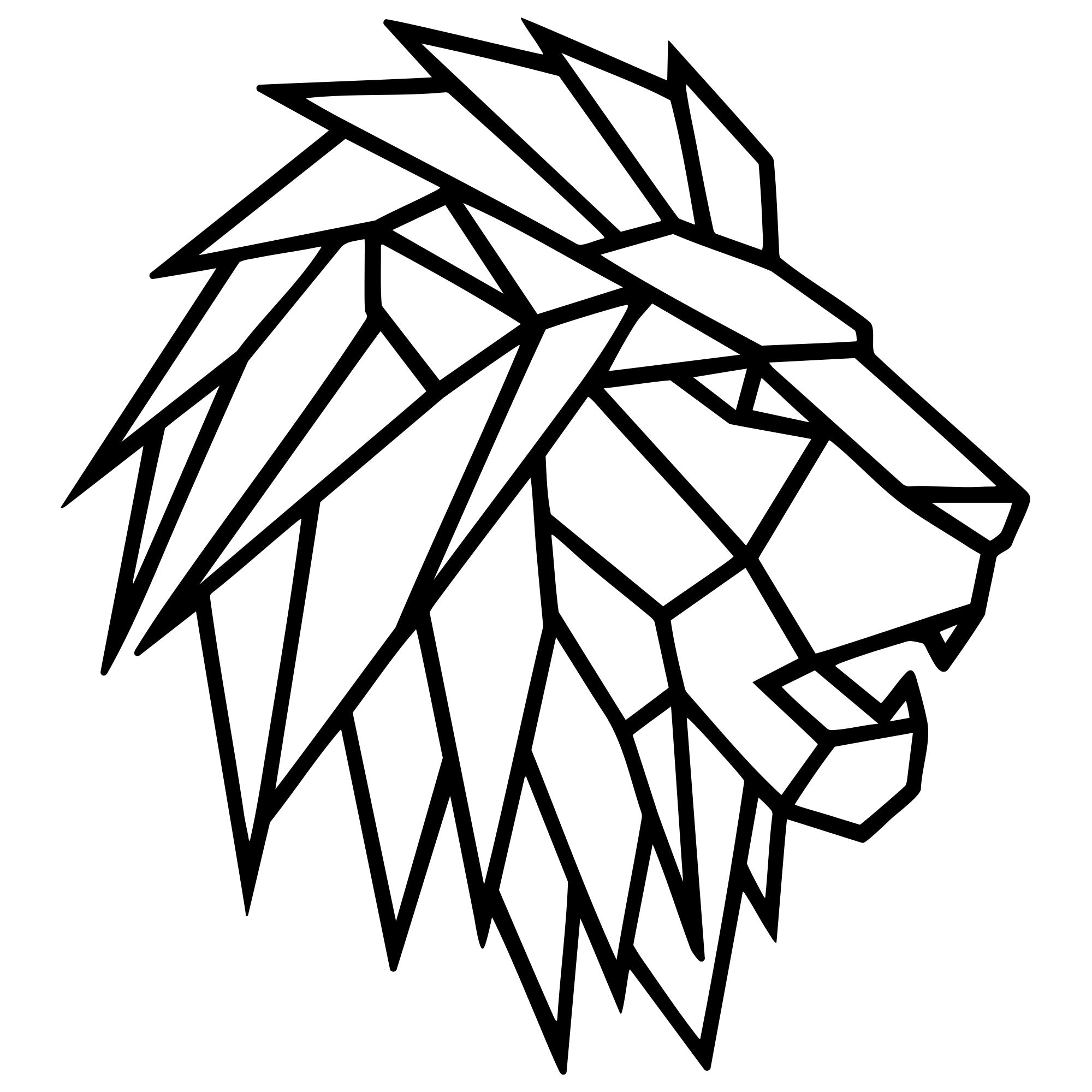 Geometric Lion Head DXF File – CNC Cutting Design | AWLION773