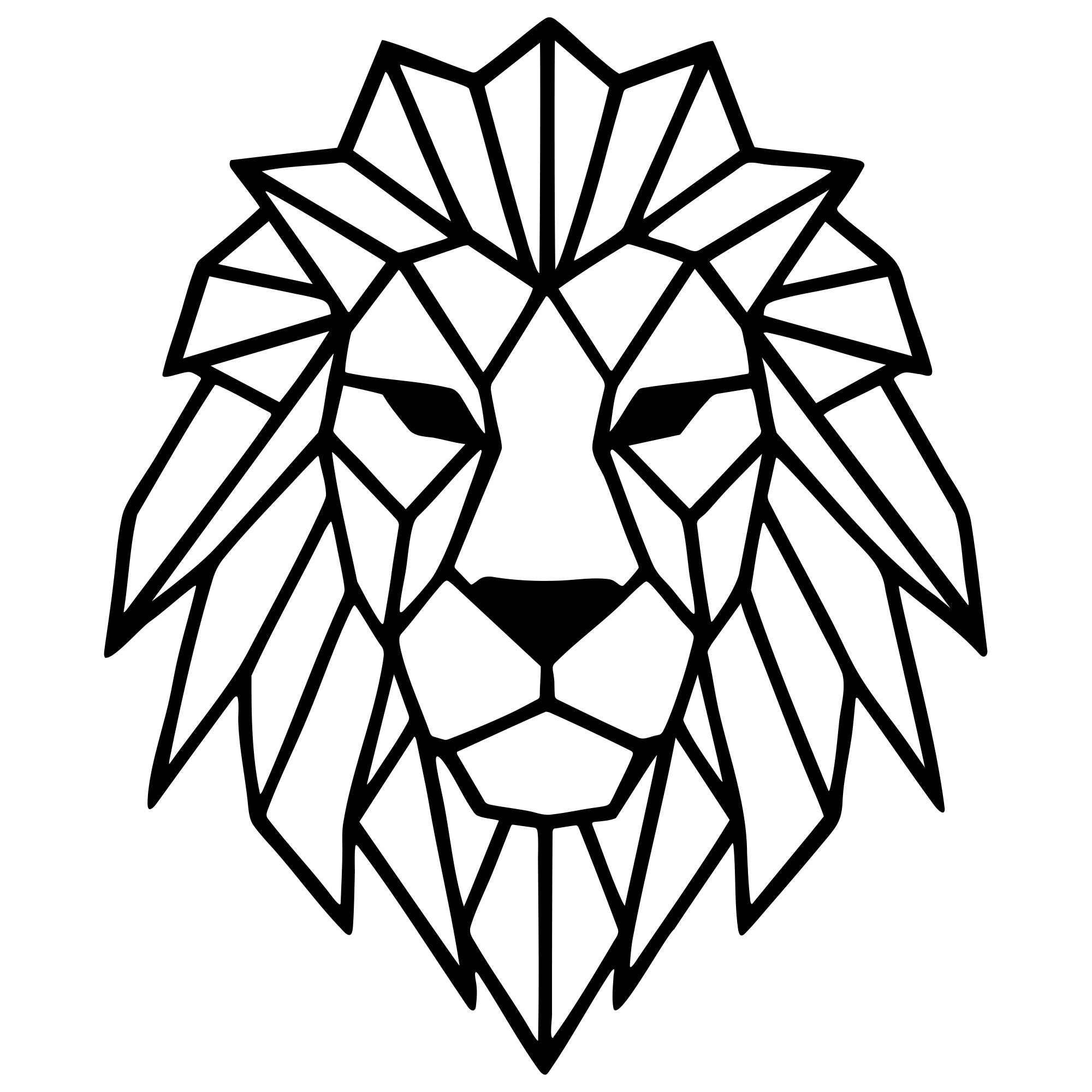 Geometric Lion Head DXF File – CNC Cutting Design | AWLION774