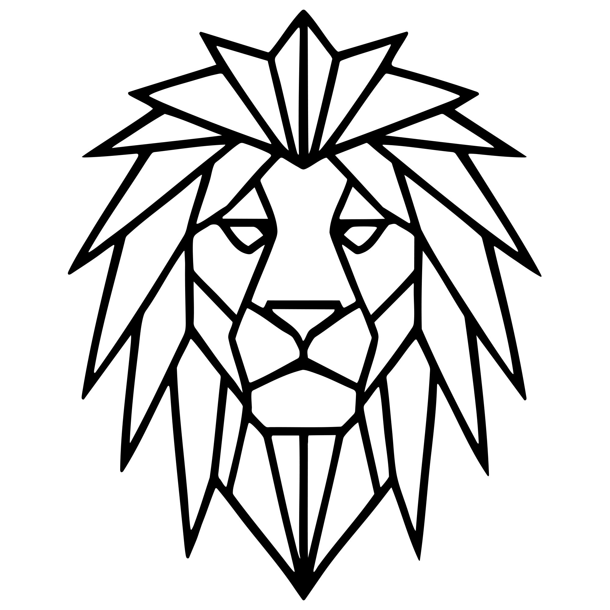 Geometric Lion Head DXF File – CNC Cutting Design | AWLION775