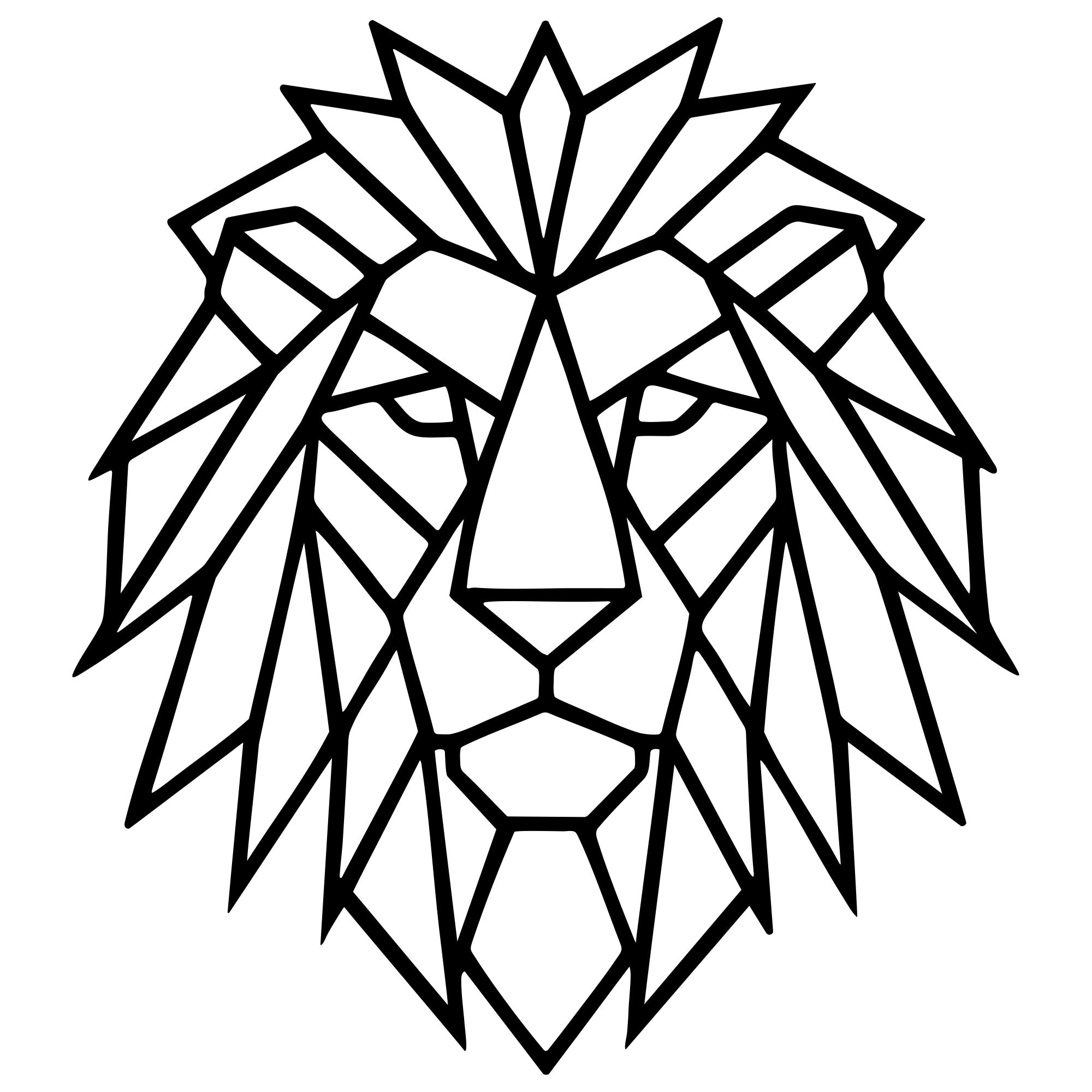 Geometric Lion Head DXF File – CNC Cutting Design | AWLION776