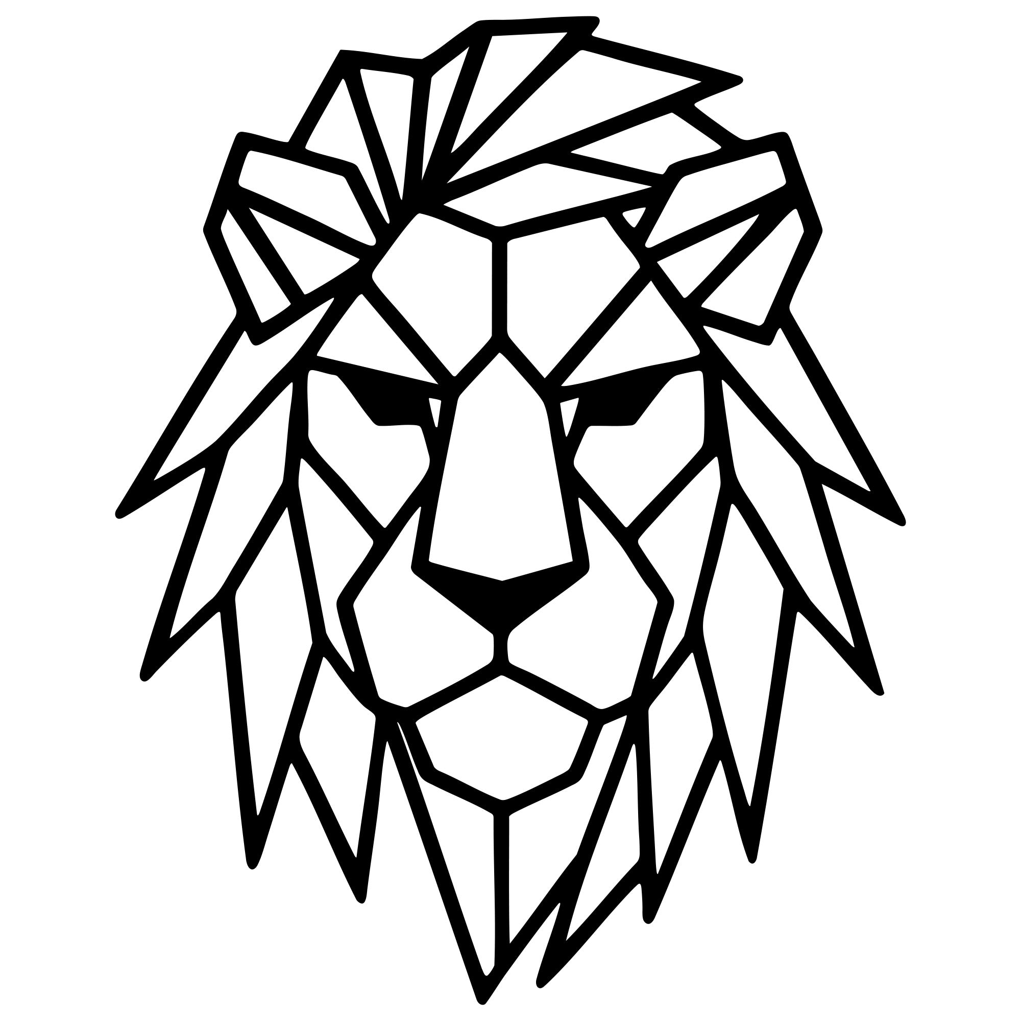 Geometric Lion Head DXF File – CNC Cutting Design | AWLION777