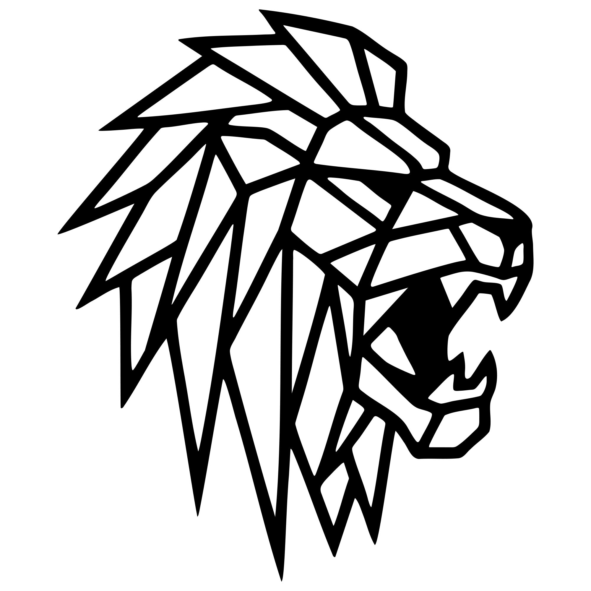 Geometric Lion Head DXF File – CNC Cutting Design | AWLION778