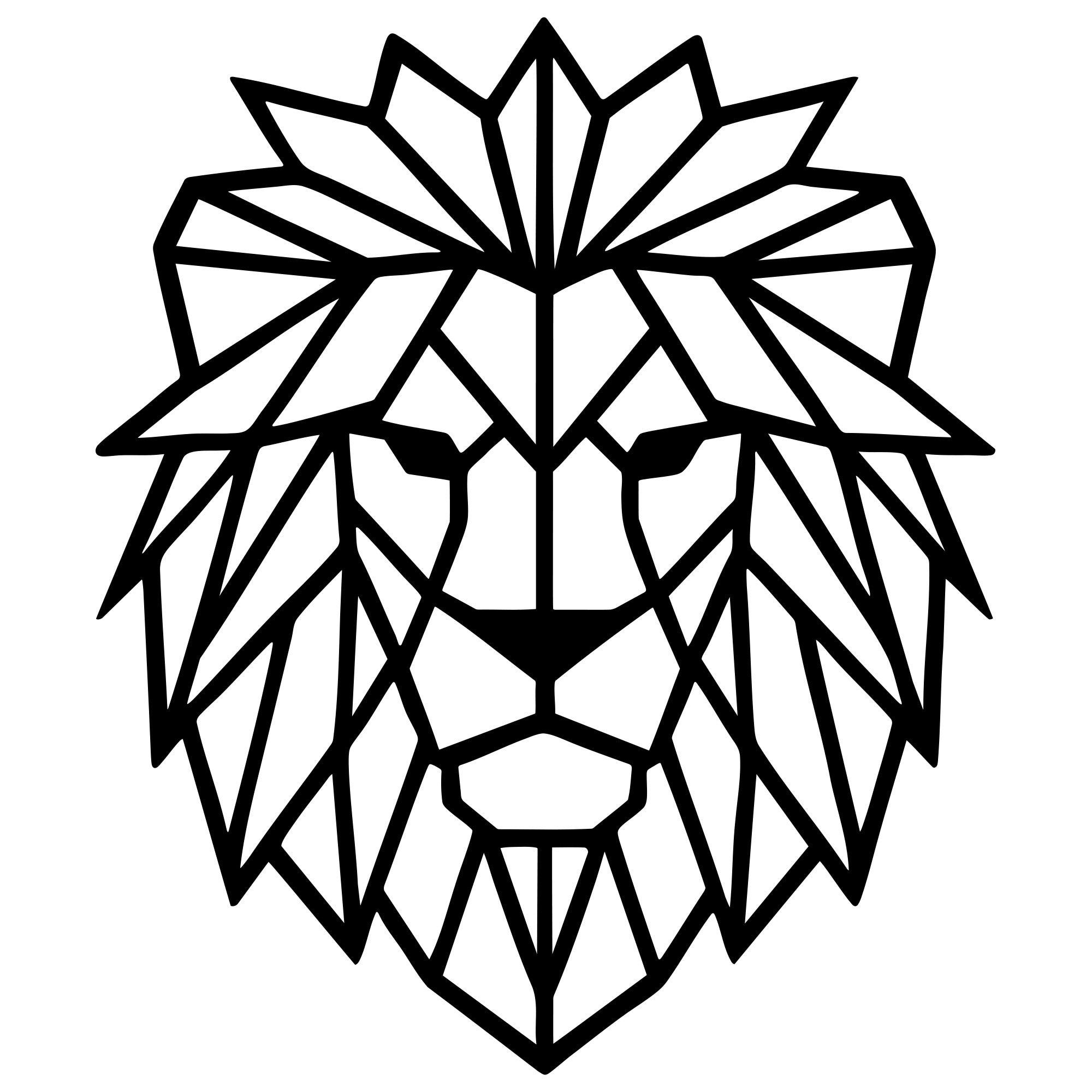 Geometric Lion Head DXF File – CNC Cutting Design | AWLION779