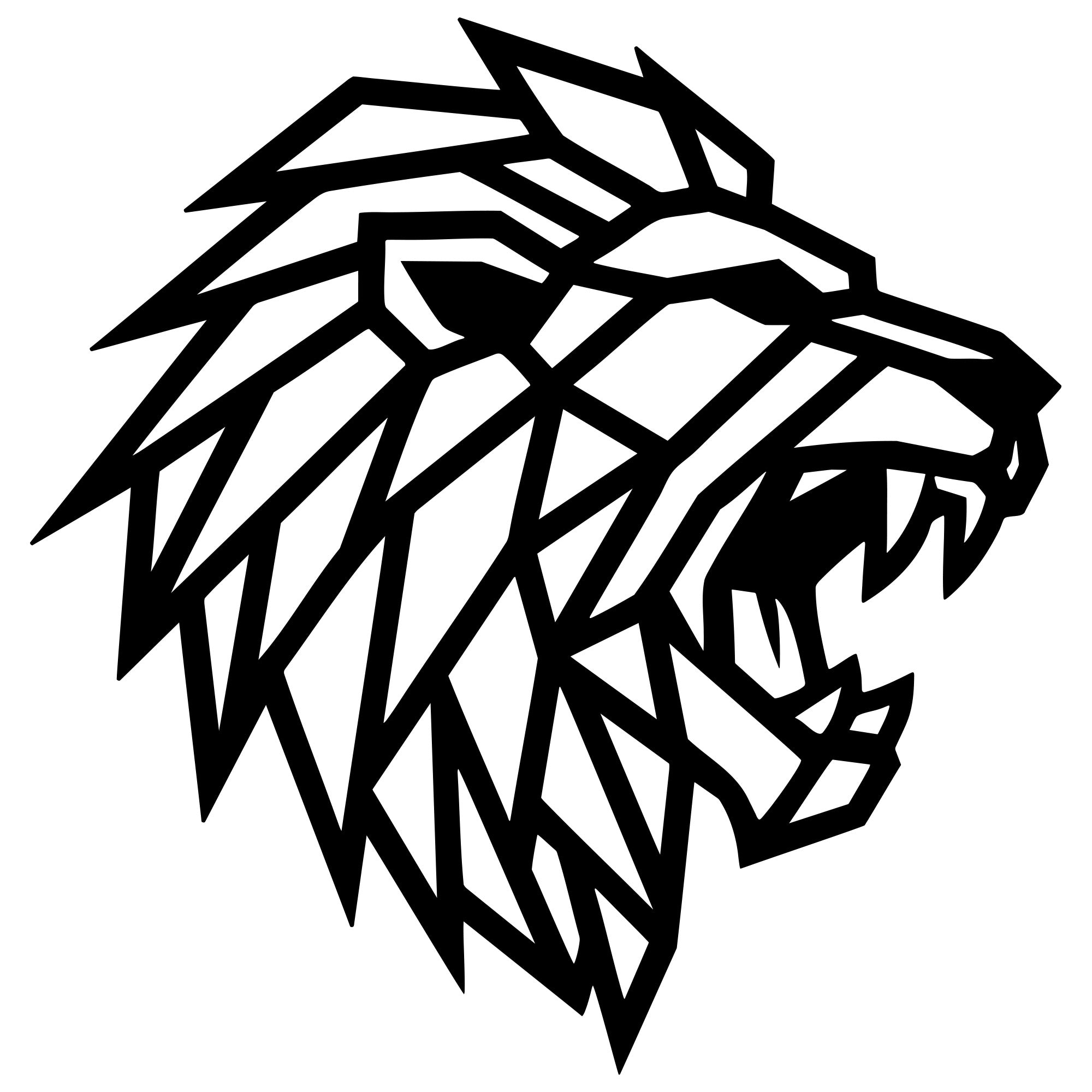 Geometric Lion Head DXF File – CNC Cutting Design | AWLION780
