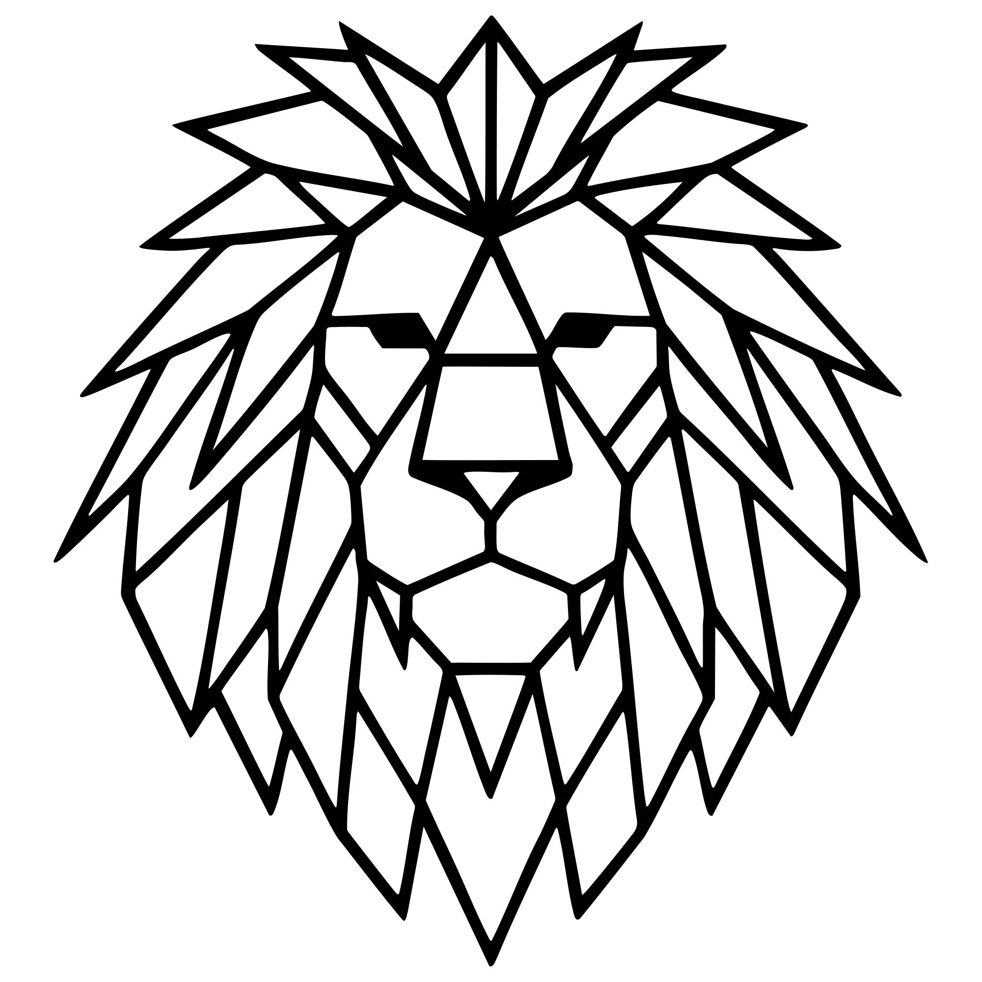 Geometric Lion Head DXF File – CNC Cutting Design | AWLION781
