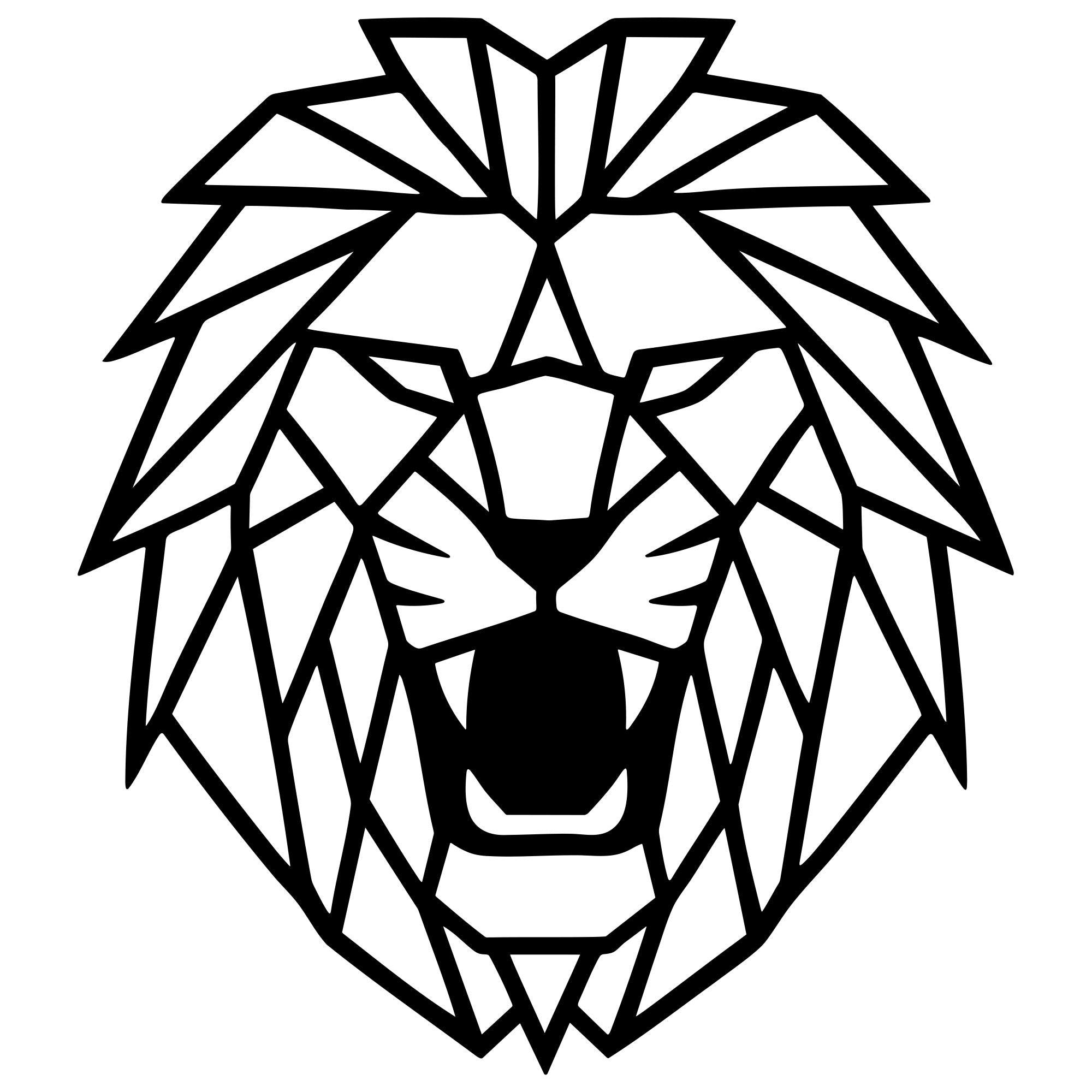 Geometric Lion Head DXF File – CNC Cutting Design | AWLION782