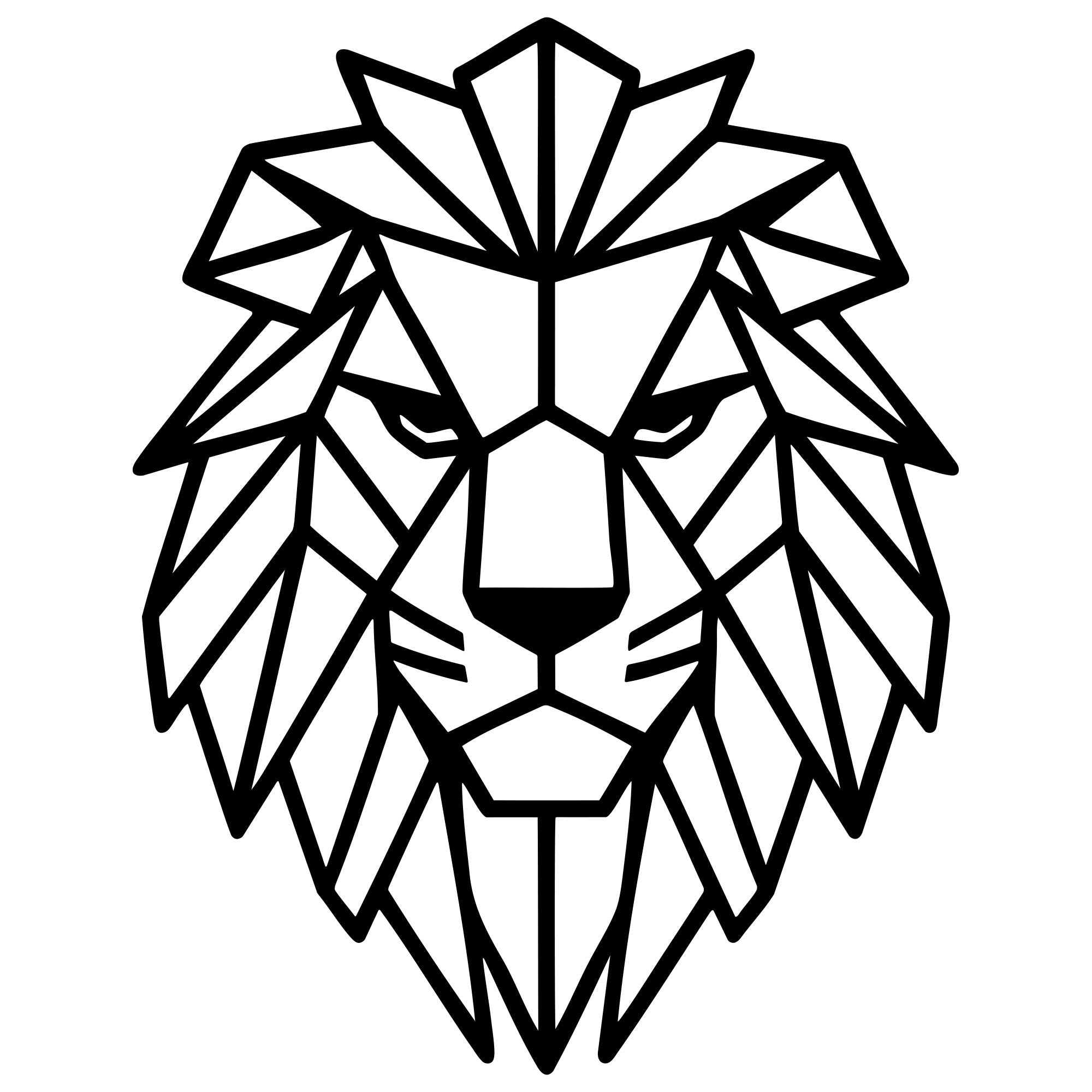 Geometric Lion Head DXF File – CNC Cutting Design | AWLION783