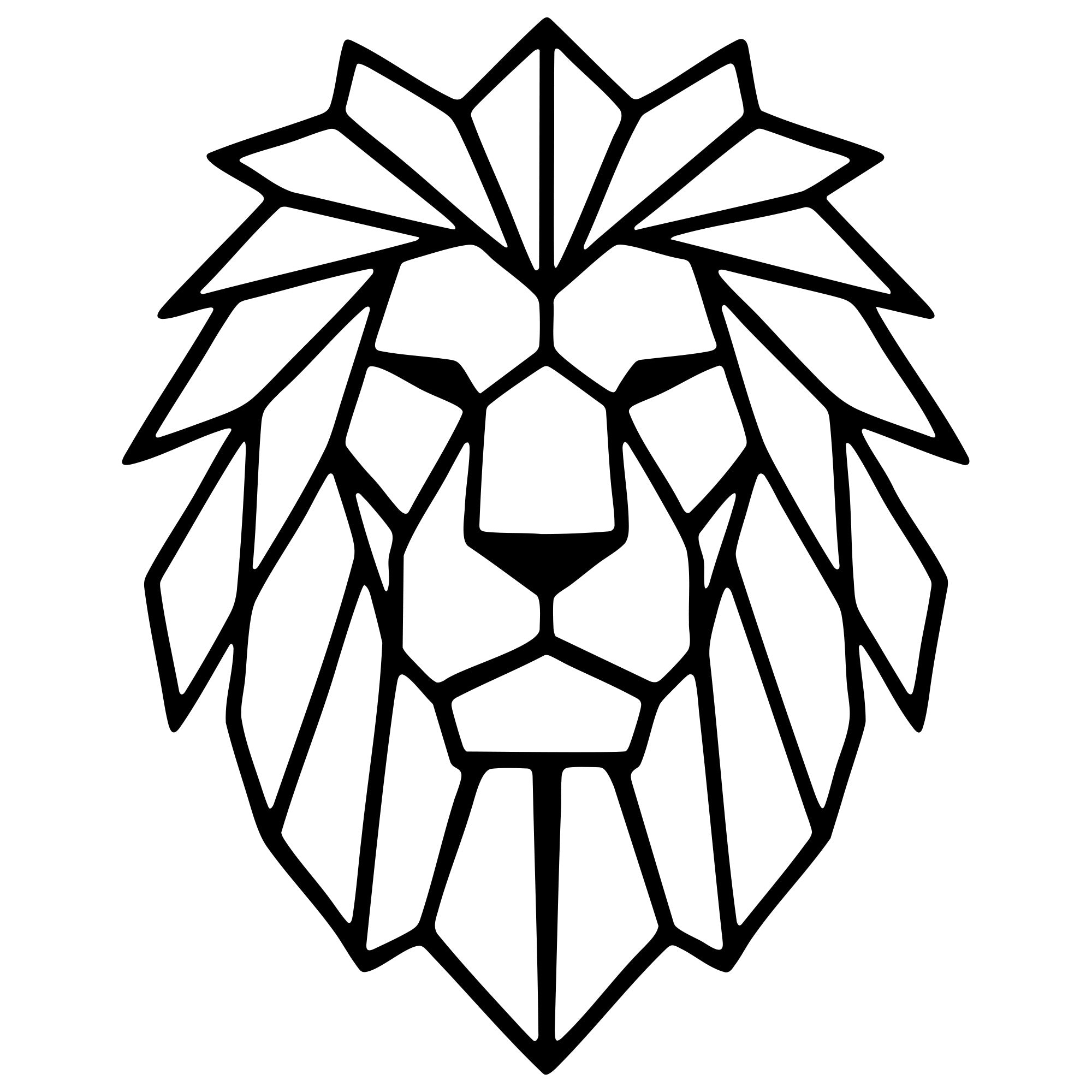 Geometric Lion Head DXF File – CNC Cutting Design | AWLION784
