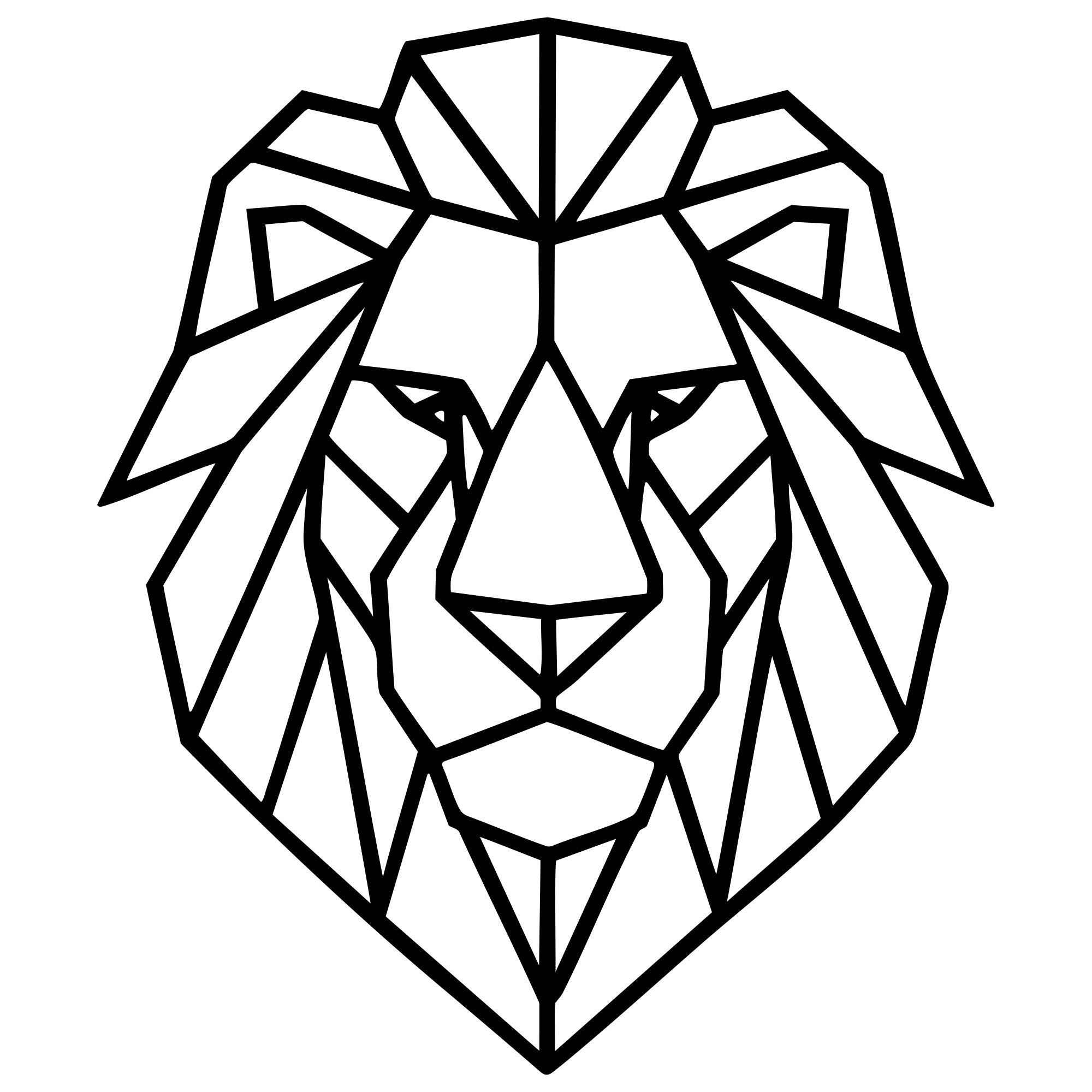 Geometric Lion Head DXF File – CNC Cutting Design | AWLION788