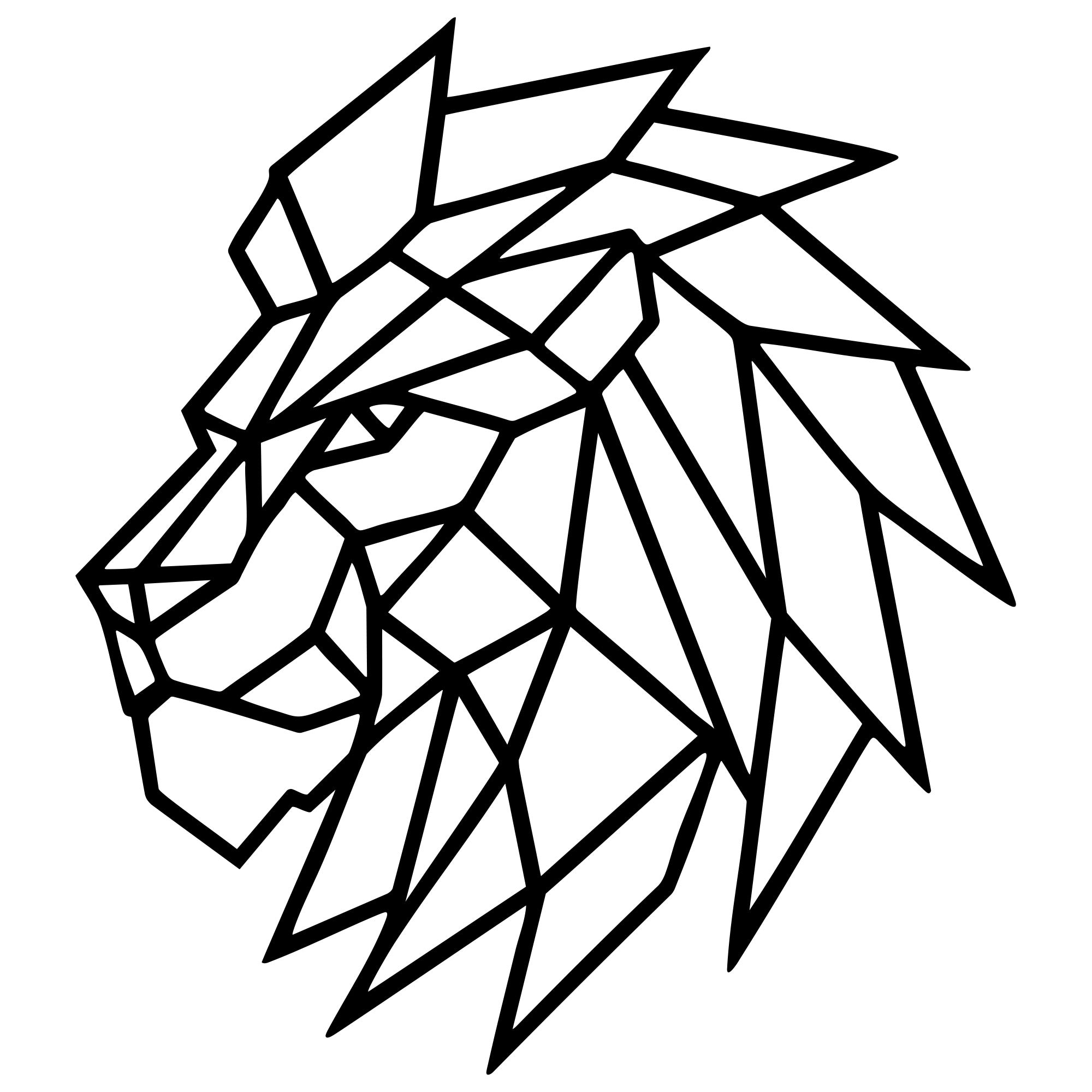 Geometric Lion Head DXF File – CNC Cutting Design | AWLION789