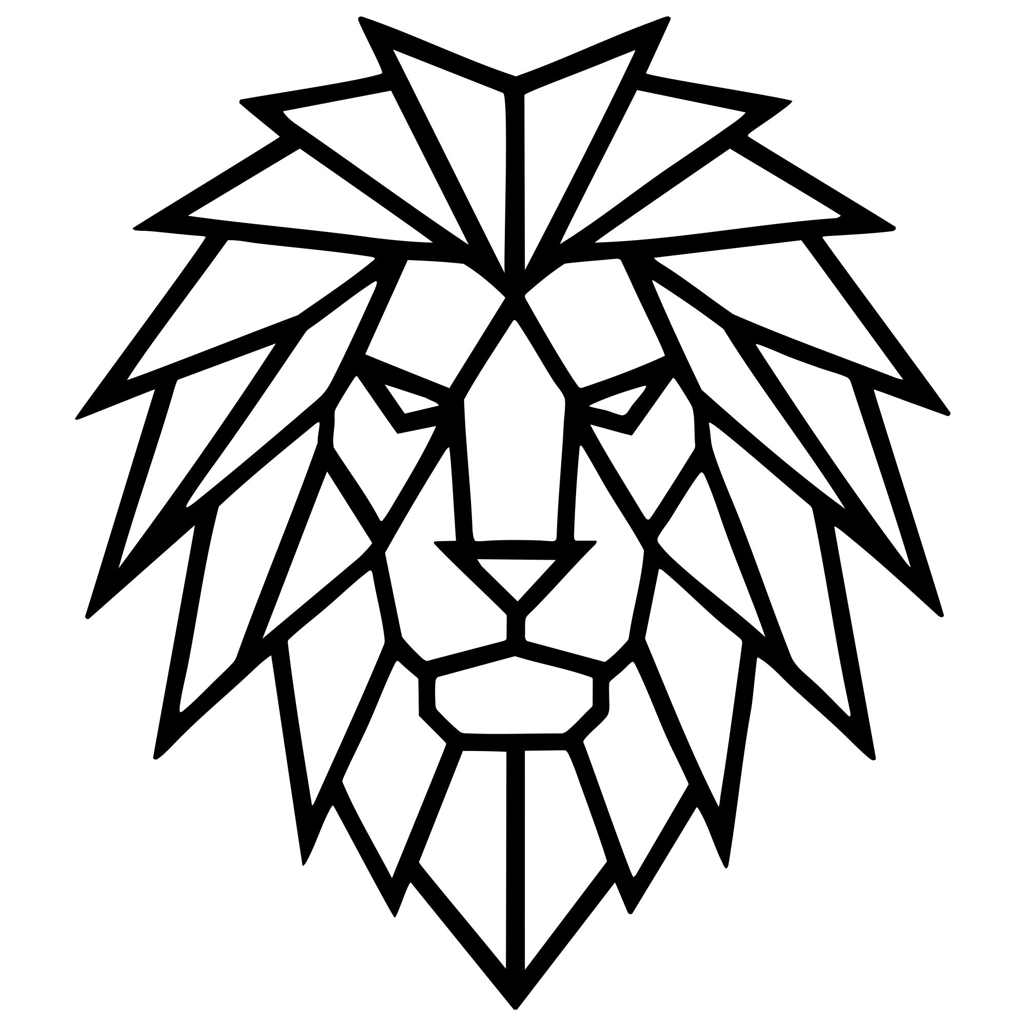 Geometric Lion Head DXF File – CNC Cutting Design | AWLION790
