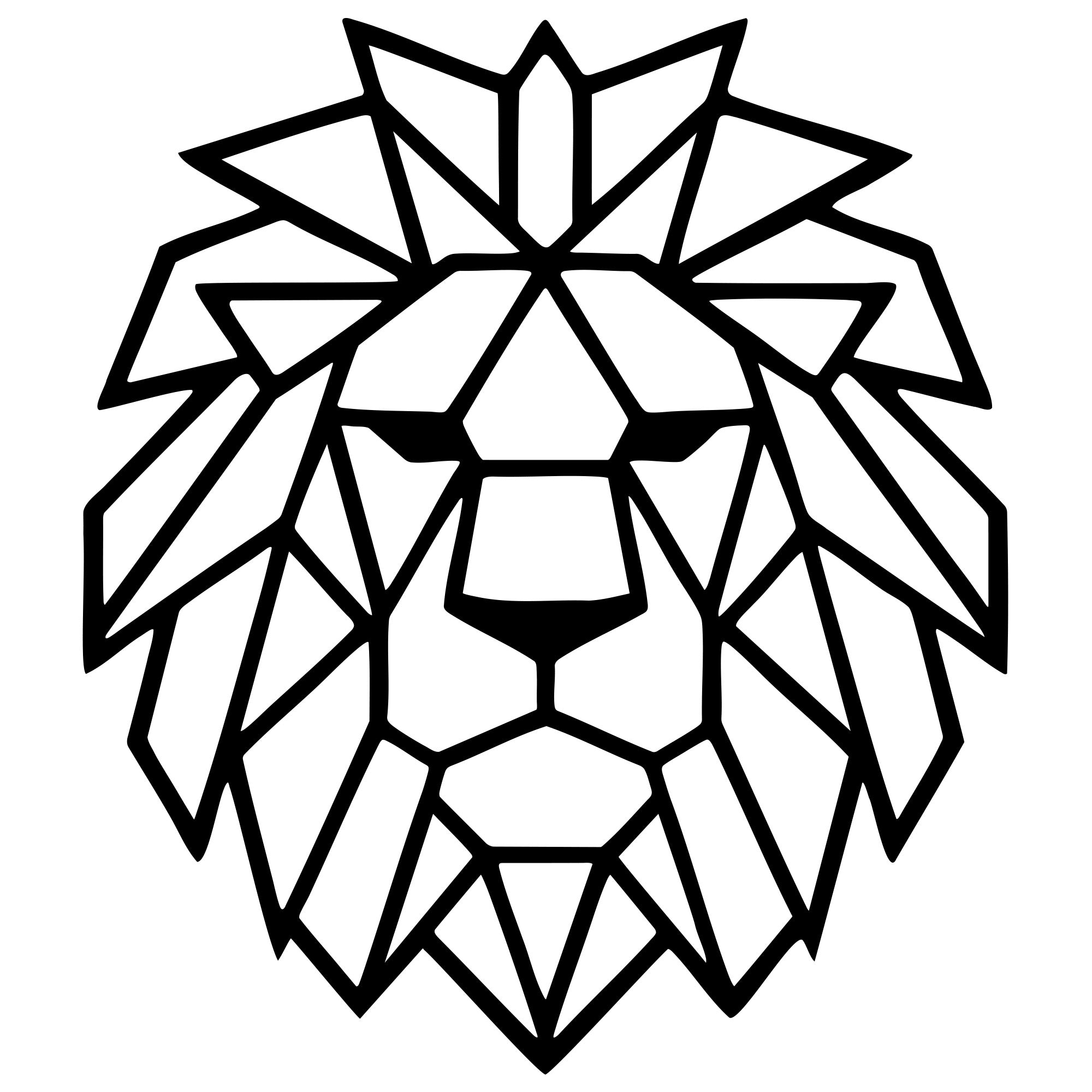 Geometric Lion Head DXF File – CNC Cutting Design | AWLION791