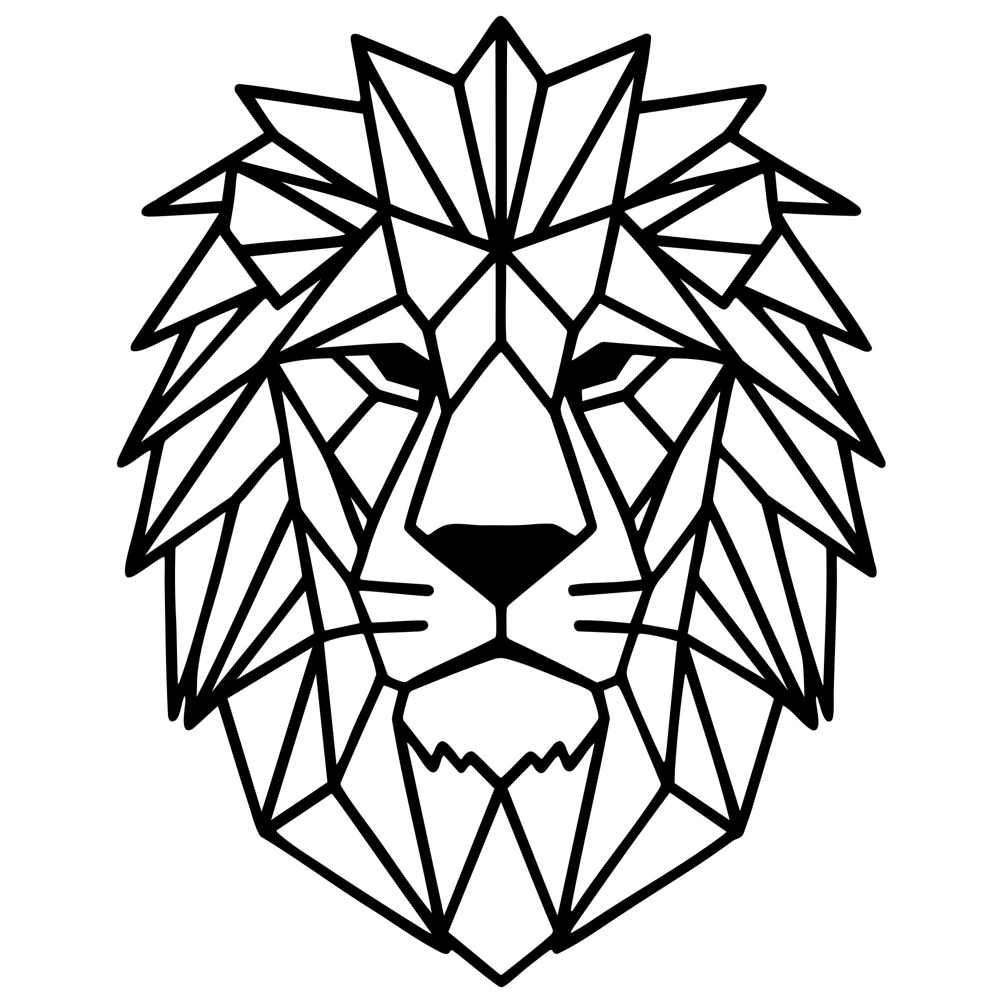 Geometric Lion Head DXF File – CNC Cutting Design | AWLION792