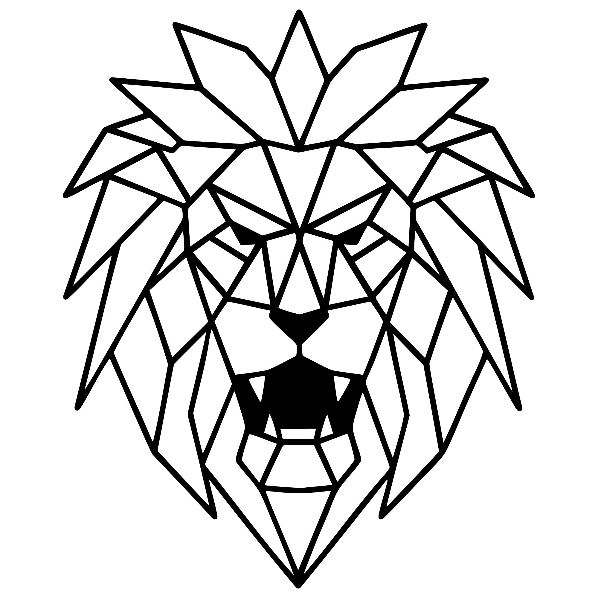 Geometric Lion Head DXF File – CNC Cutting Design | AWLION796
