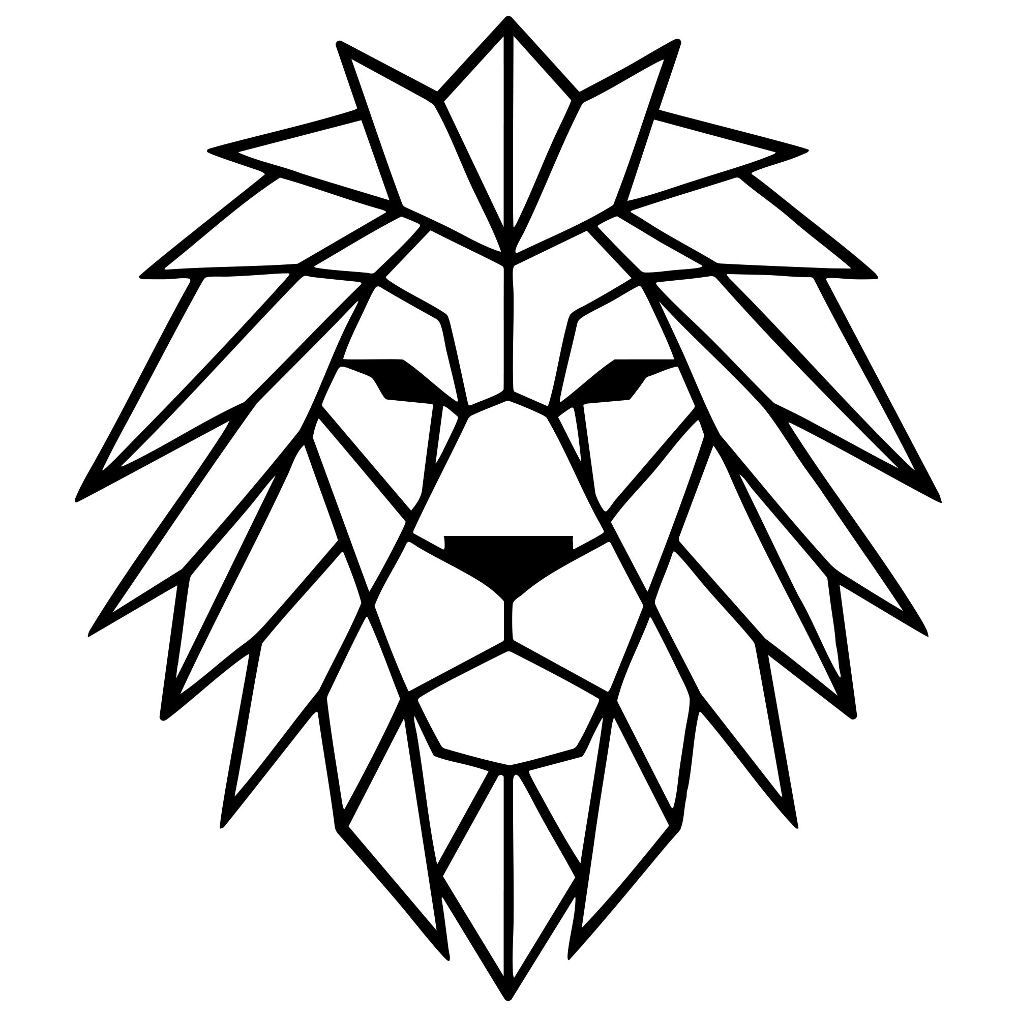 Geometric Lion Head DXF File – CNC Cutting Design | AWLION797