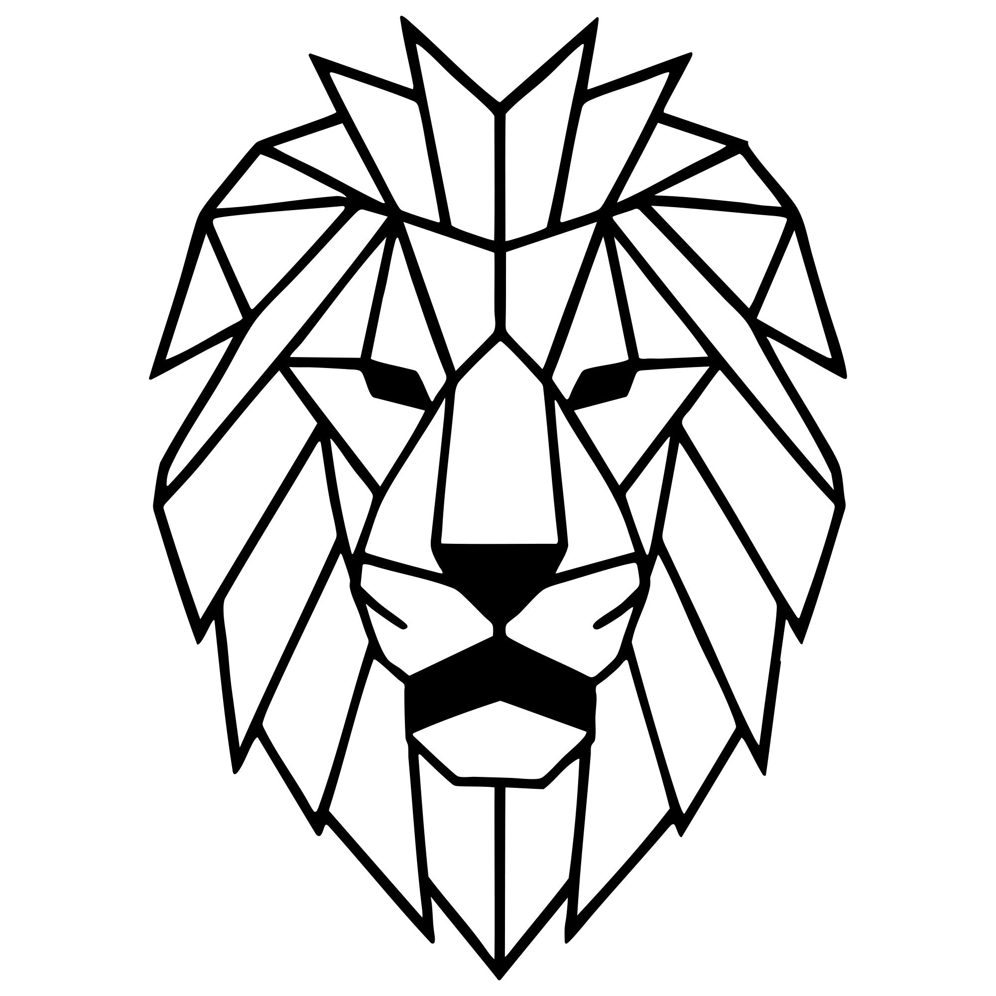 Geometric Lion Head DXF File – CNC Cutting Design | AWLION798