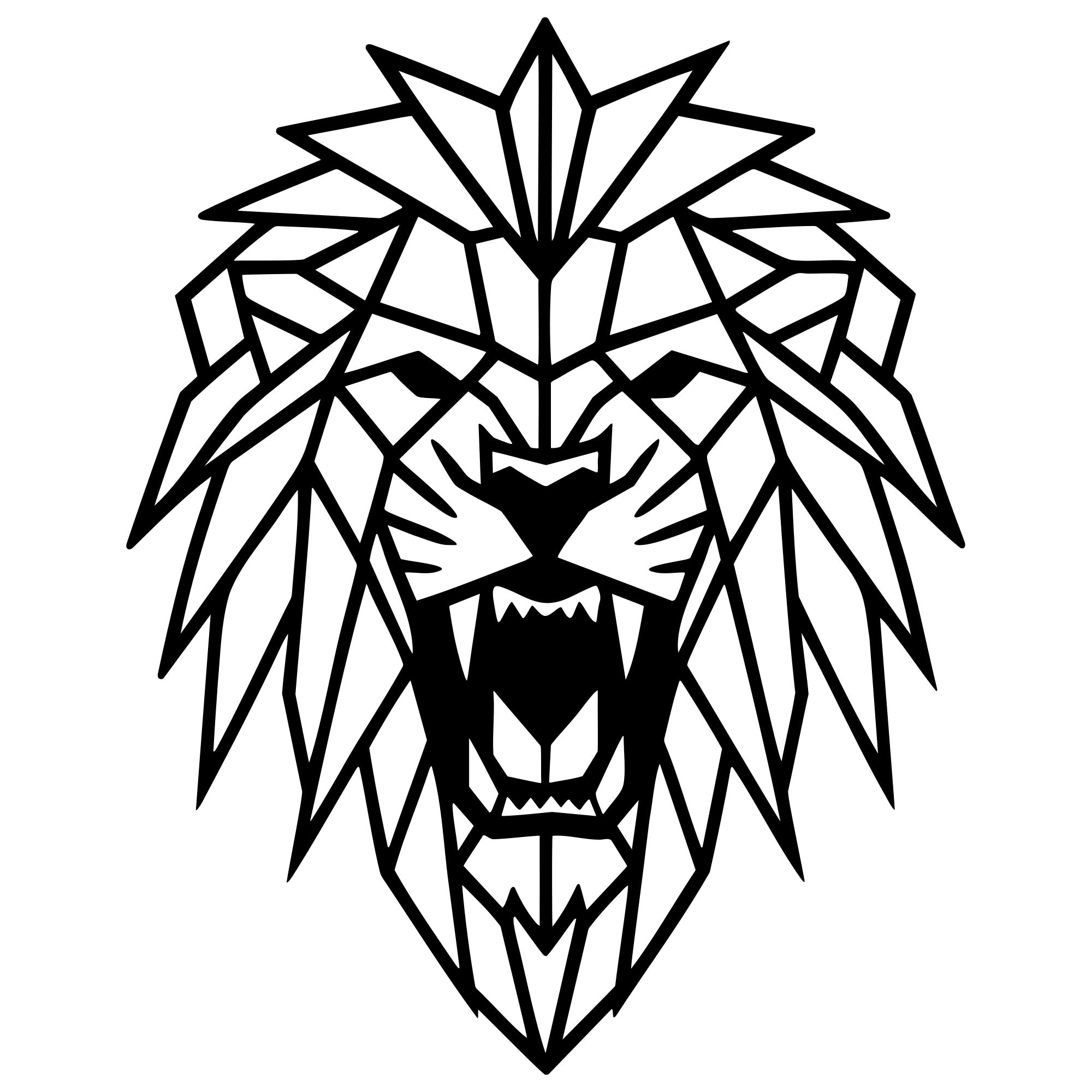 Geometric Lion Head DXF File – CNC Cutting Design | AWLION800