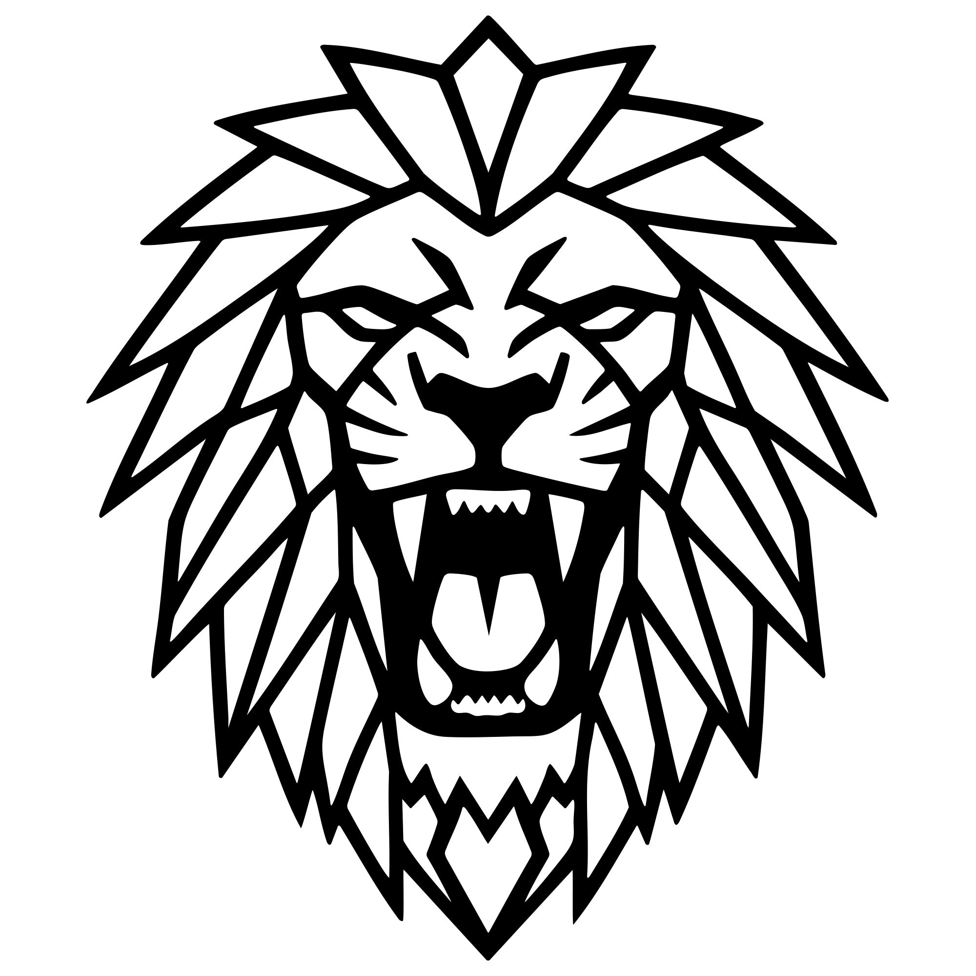 Geometric Lion Head DXF File – CNC Cutting Design | AWLION801