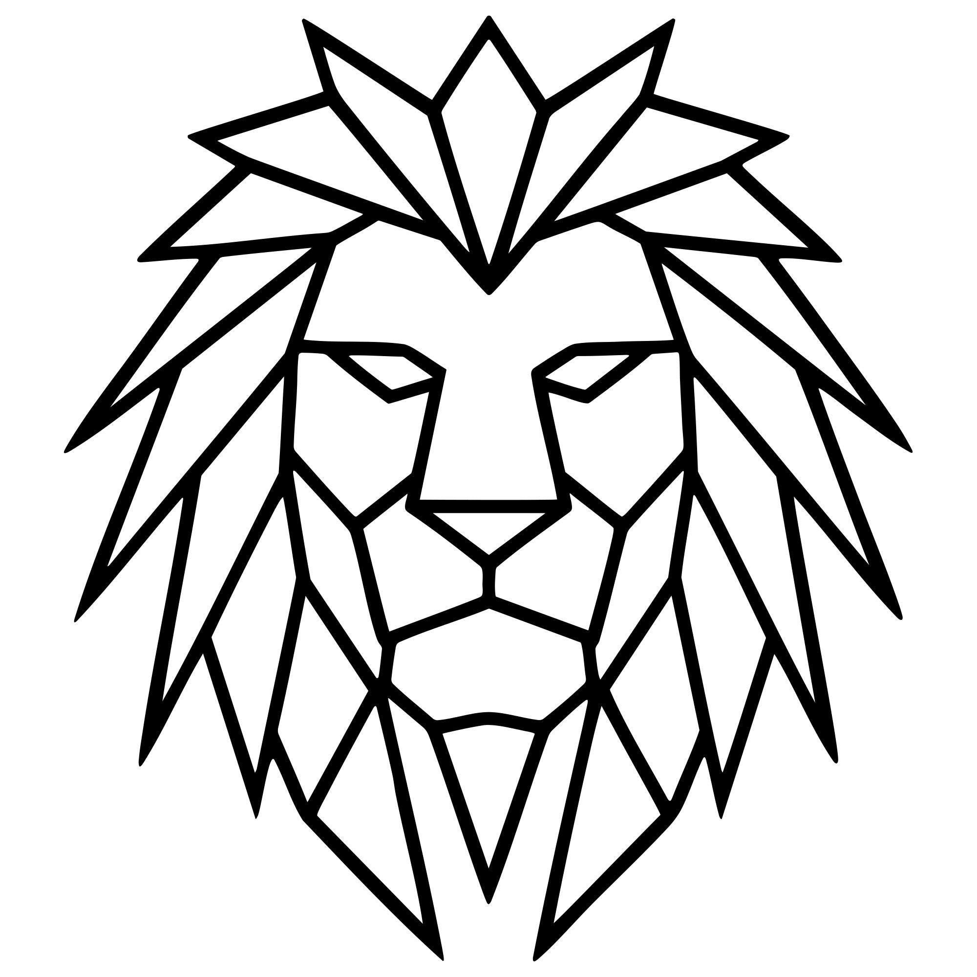 Geometric Lion Head DXF File – CNC Cutting Design | AWLION802