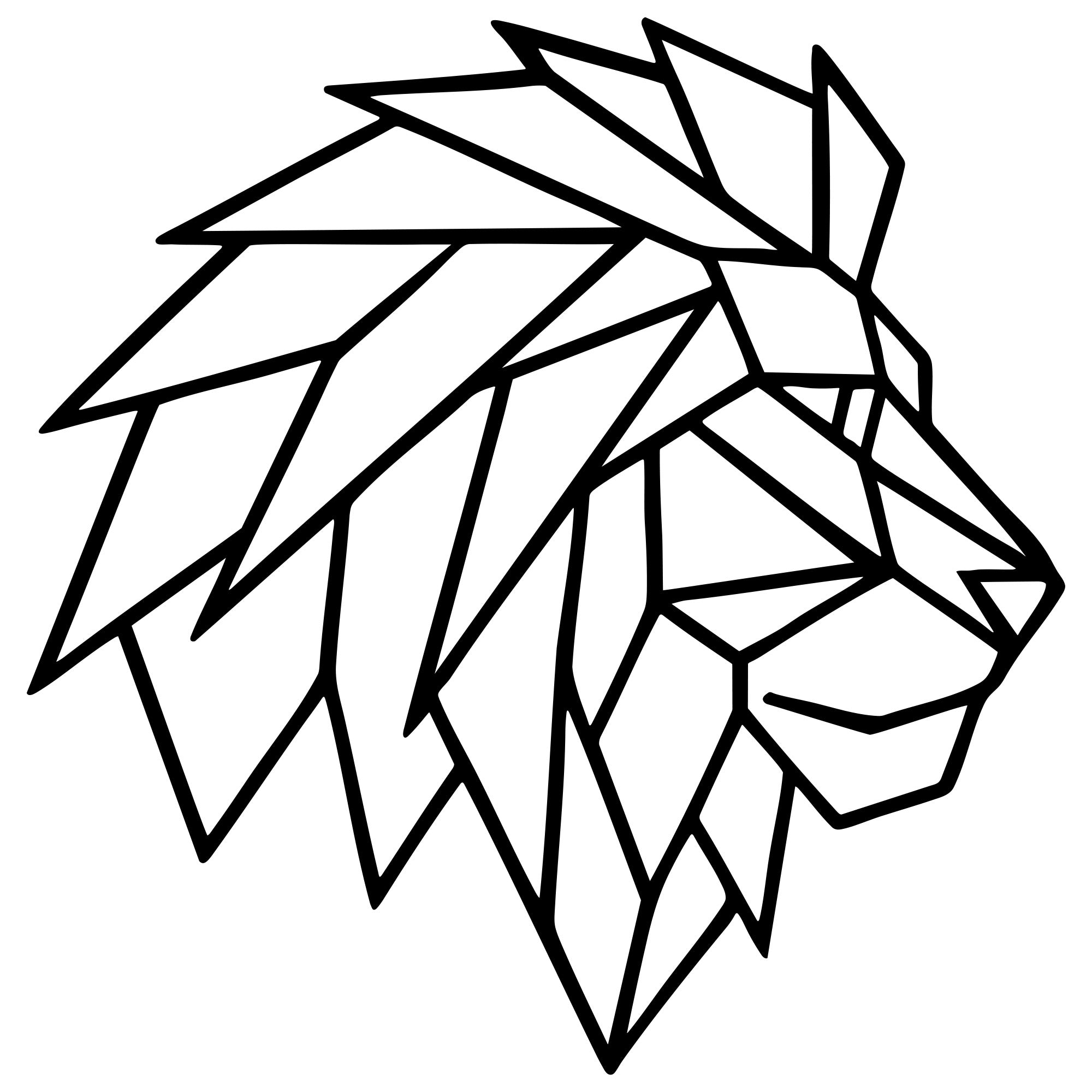 Geometric Lion Head DXF File – CNC Cutting Design | AWLION803