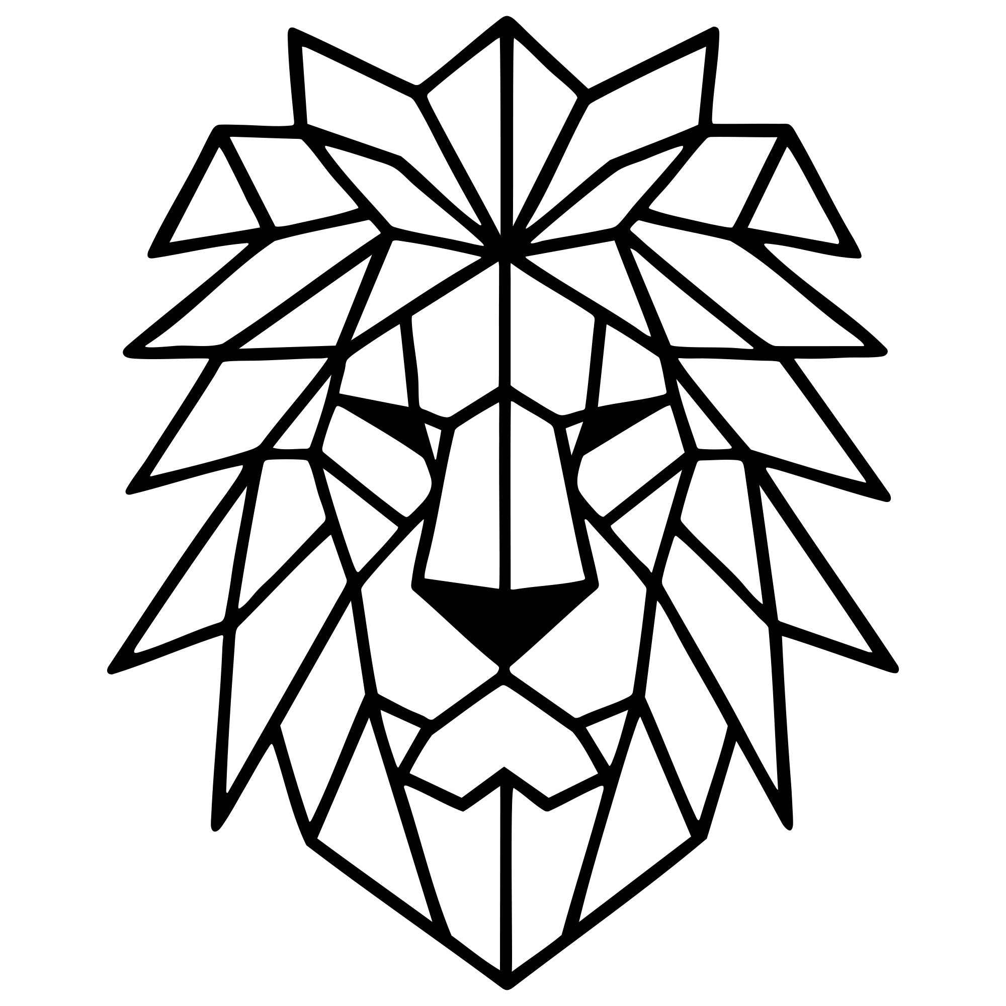 Geometric Lion Head DXF File – CNC Cutting Design | AWLION805