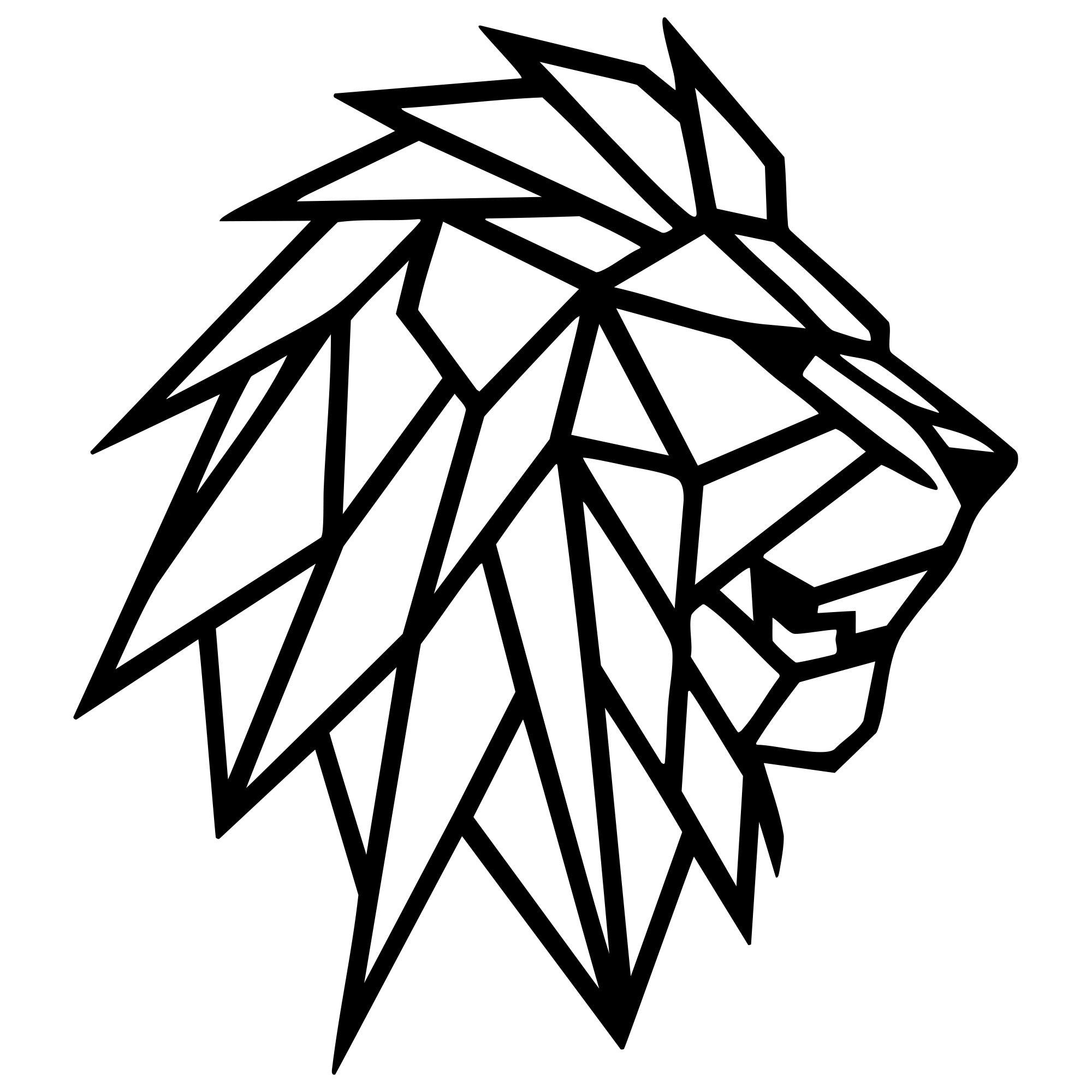 Geometric Lion Head DXF File – CNC Cutting Design | AWLION806
