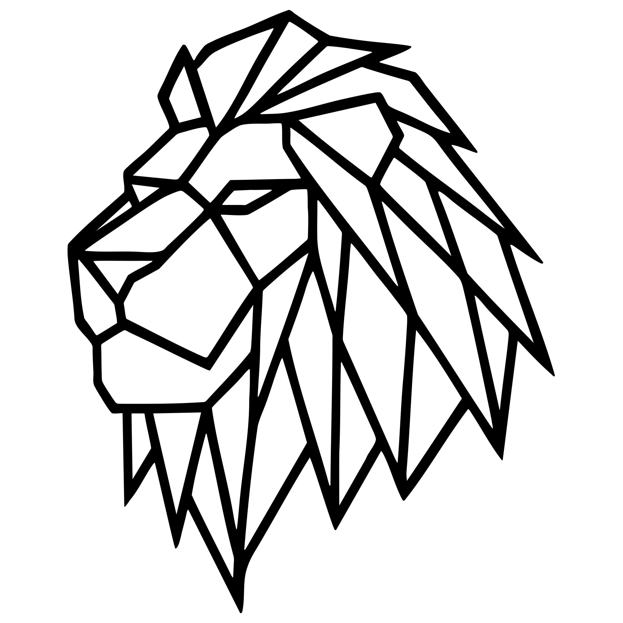 Geometric Lion Head DXF File – CNC Cutting Design | AWLION807
