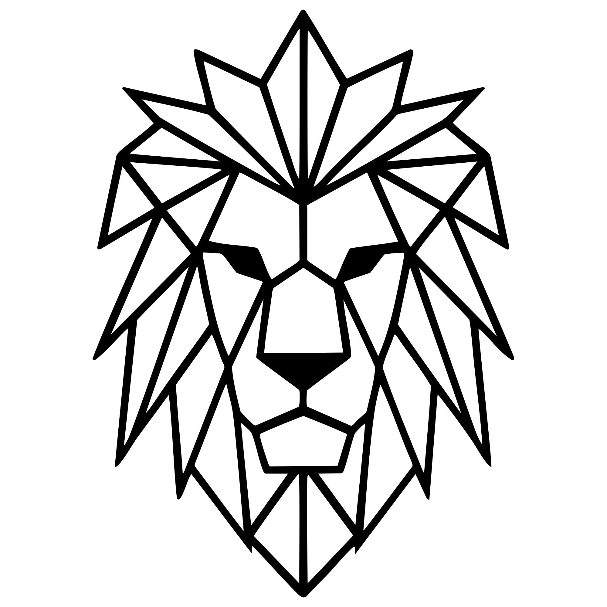 Geometric Lion Head DXF File – CNC Cutting Design | AWLION808