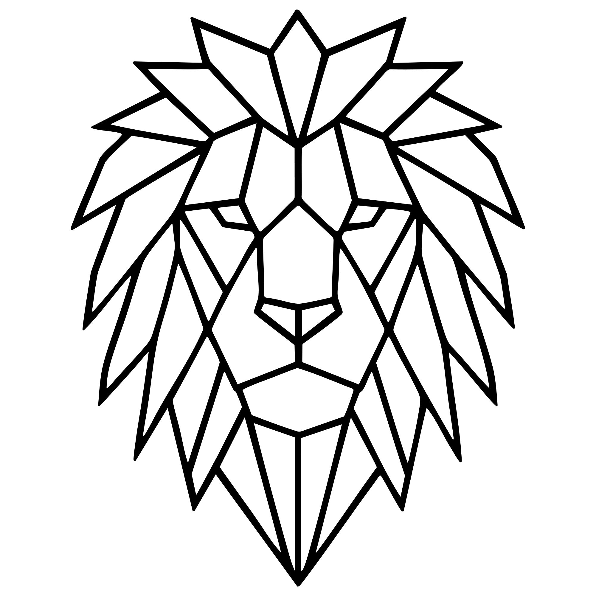 Geometric Lion Head DXF File – CNC Cutting Design | AWLION809