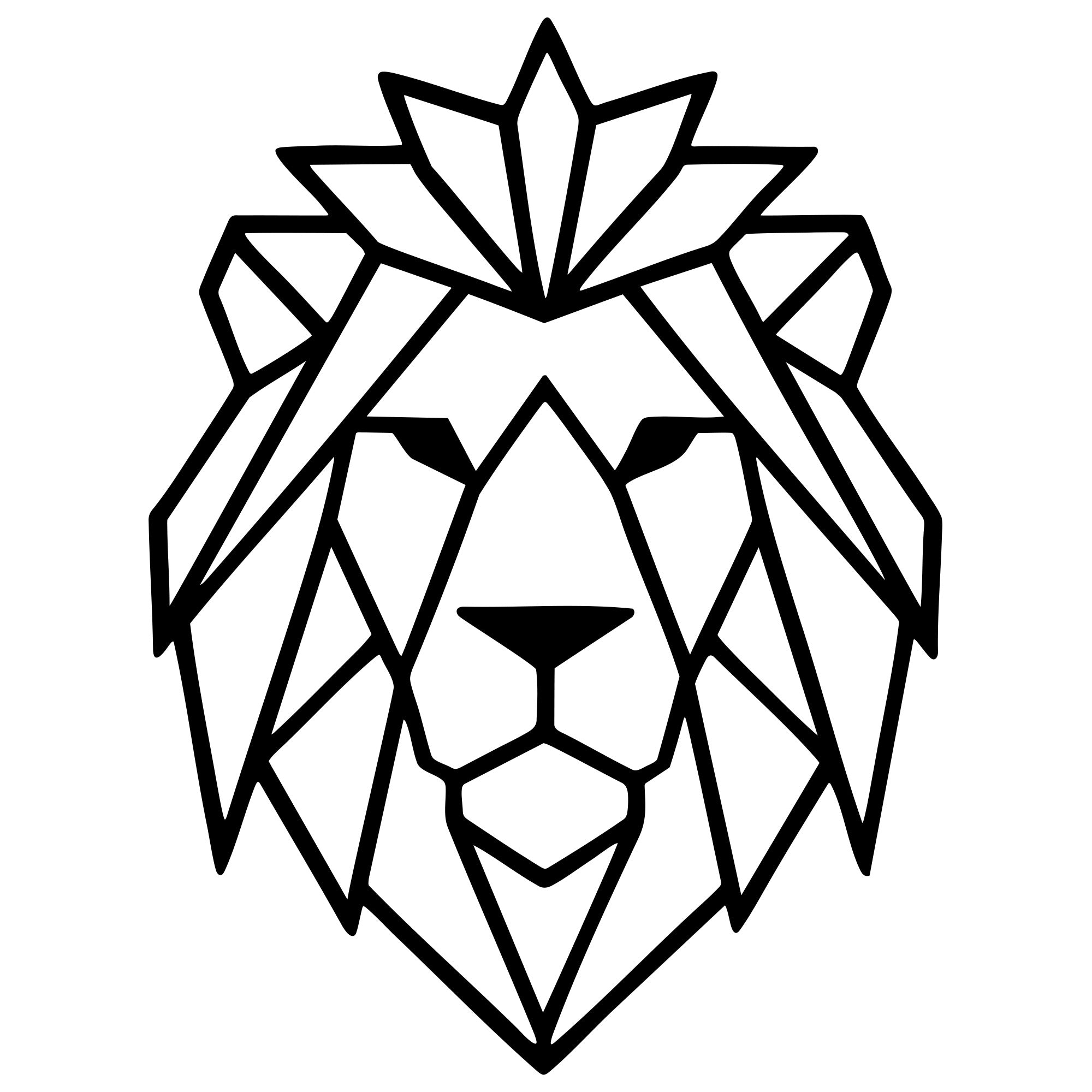 Geometric Lion Head DXF File – CNC Cutting Design | AWLION810
