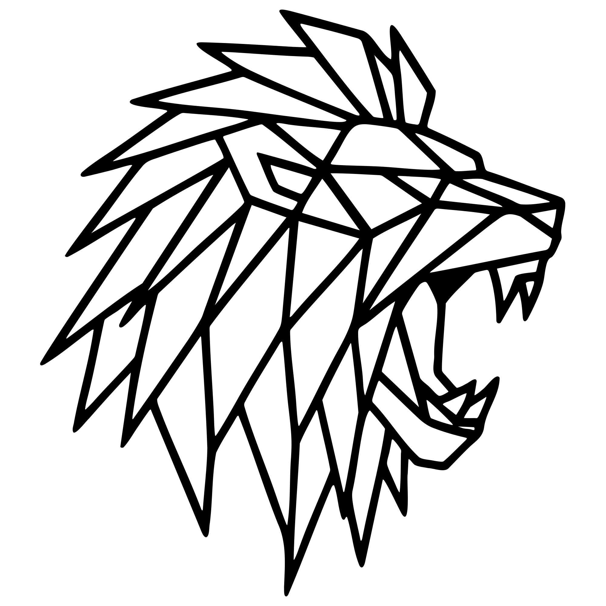 Geometric Lion Head DXF File – CNC Cutting Design | AWLION811